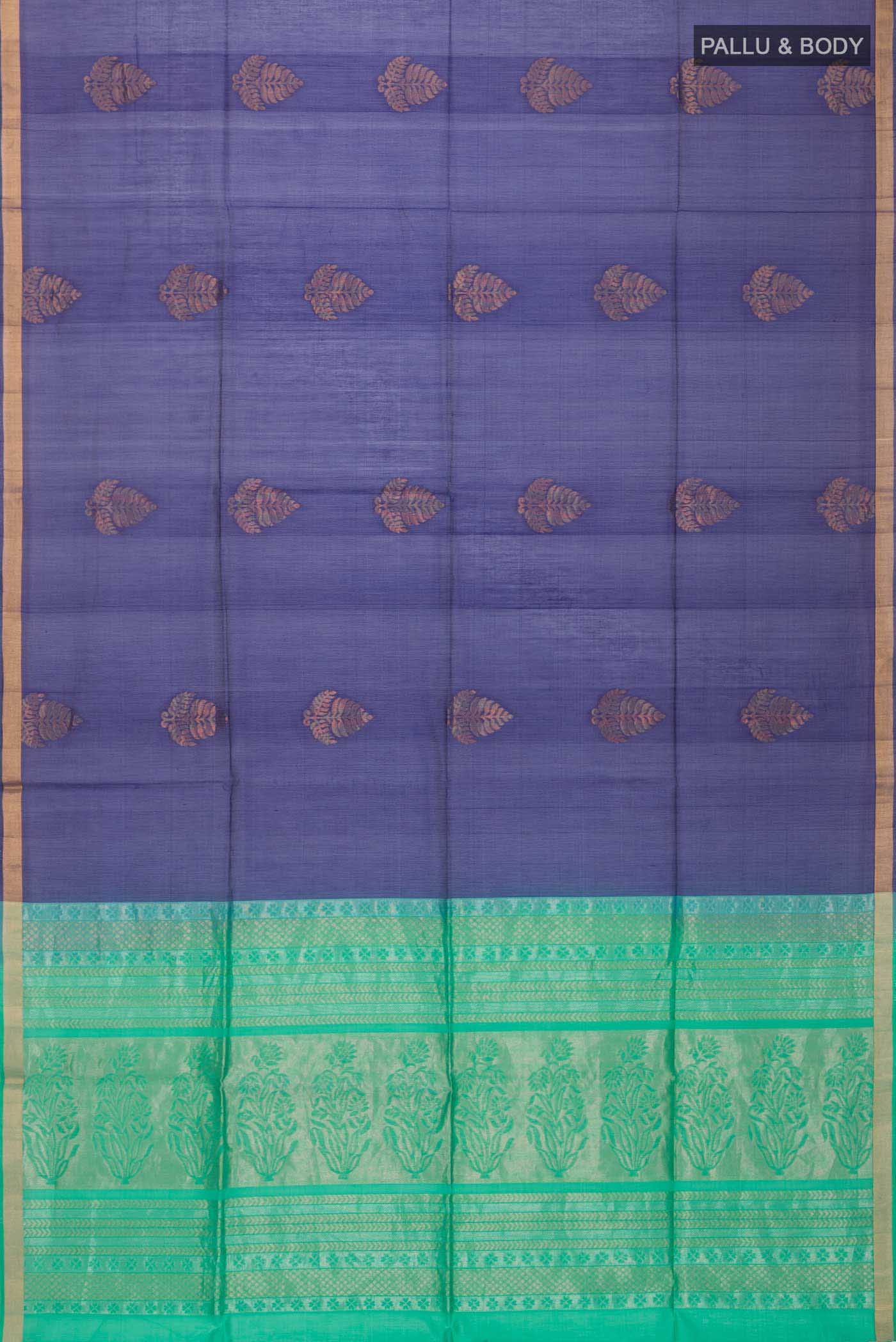 Blue Silk Cotton Saree - Image 3