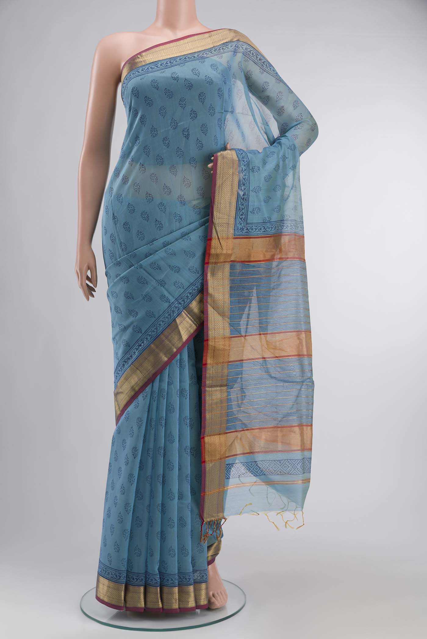 Blue Silk Cotton Saree