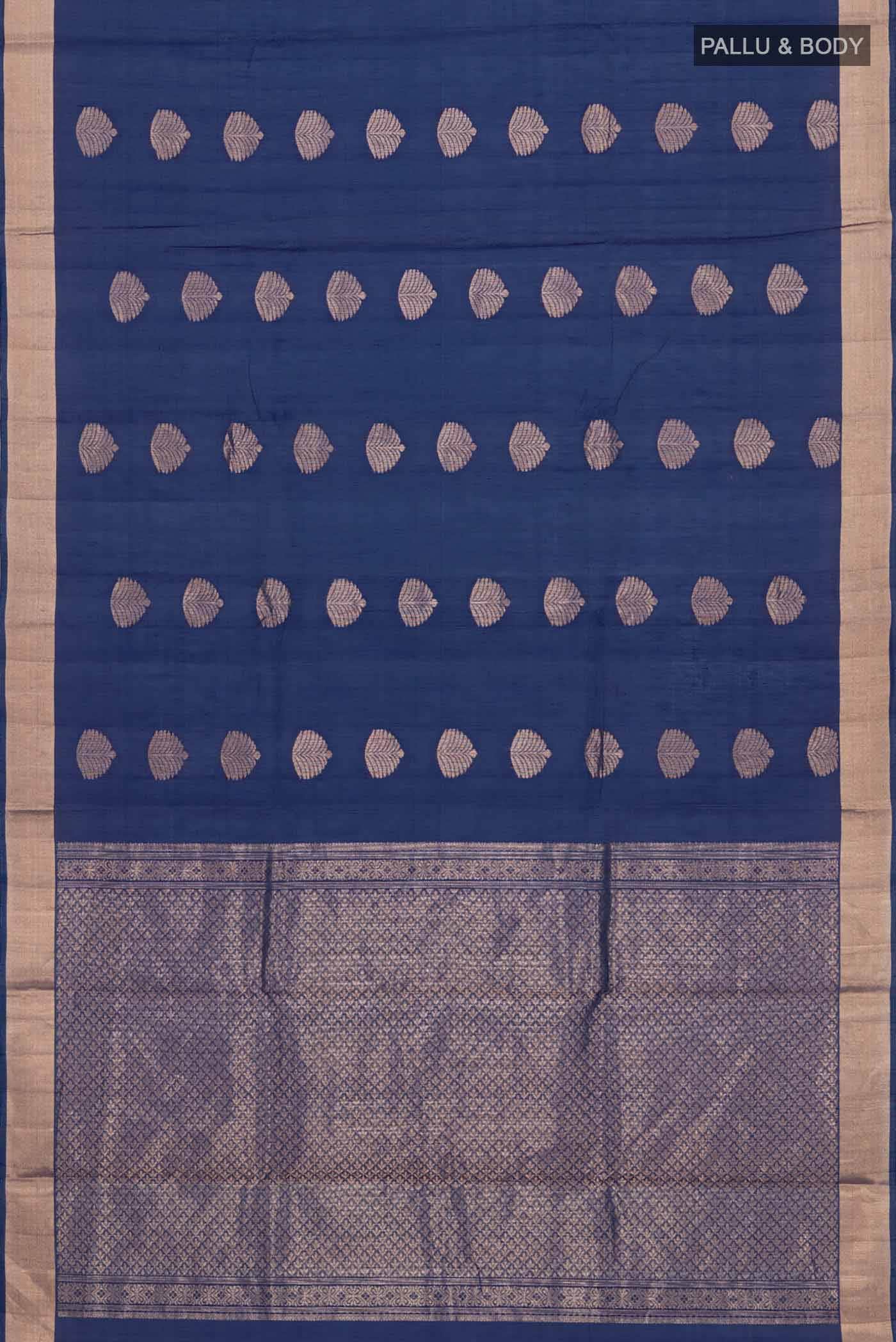 Blue Silk Cotton Saree - Image 2