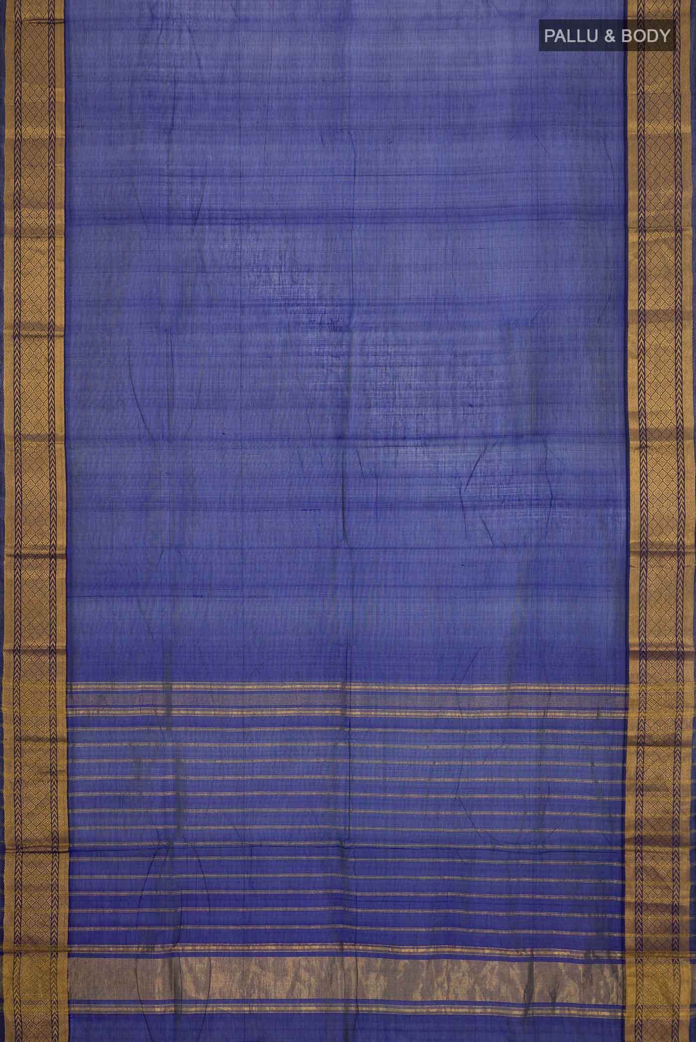Blue Silk Cotton Saree - Image 2