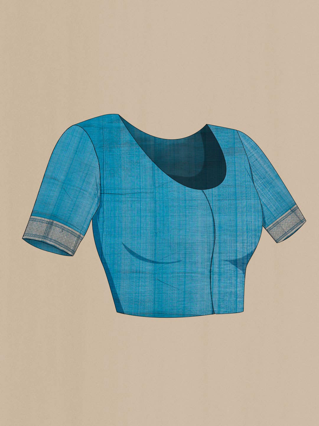Blue Silk Cotton Saree - Image 3