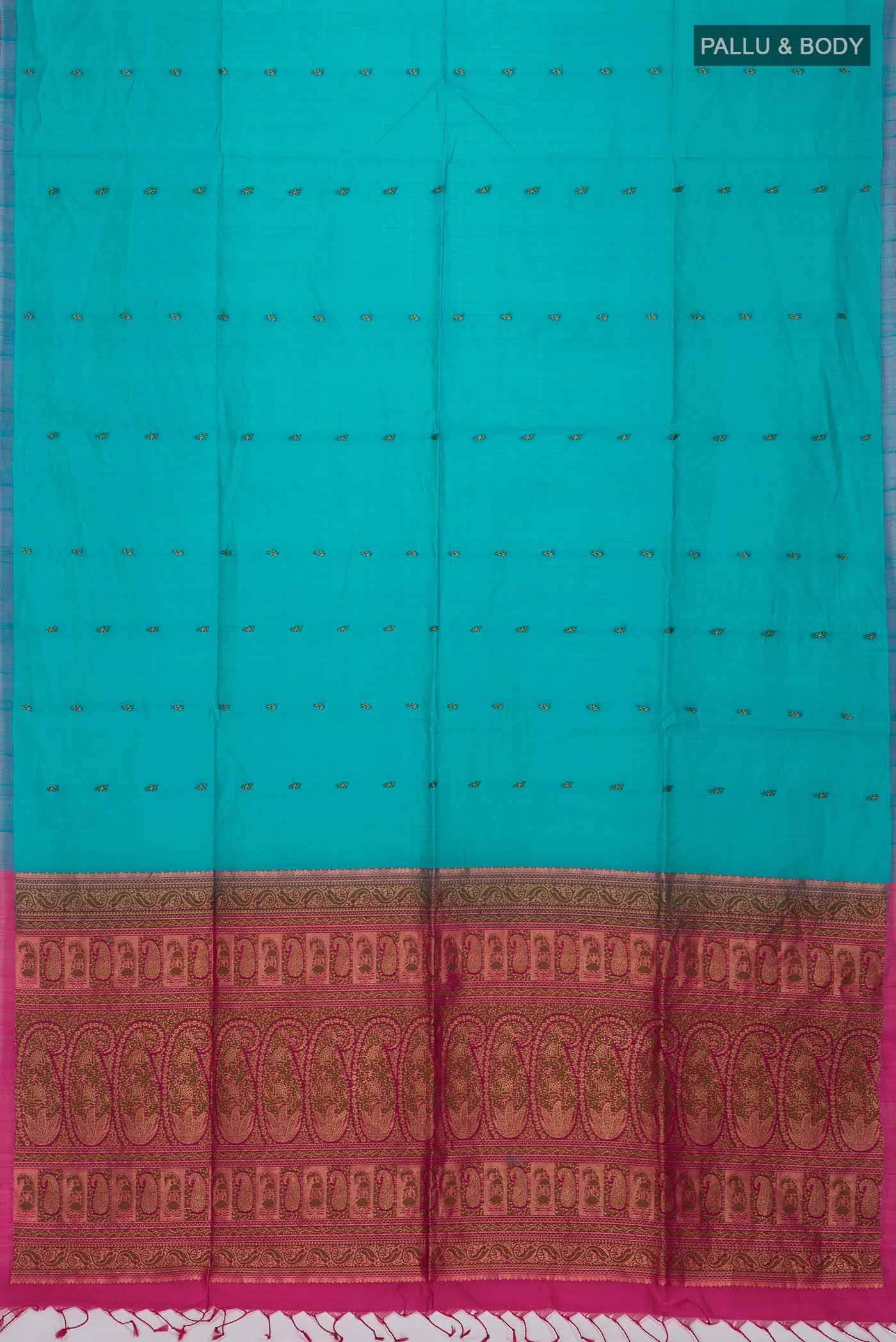 Blue Silk Cotton Saree - Image 2