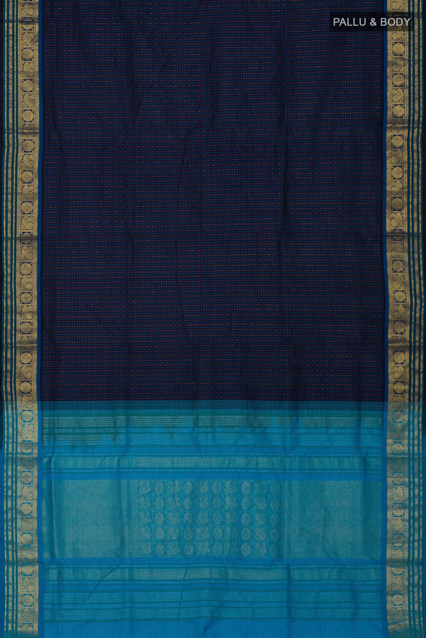 Navy Blue Silk Cotton Saree - Image 5