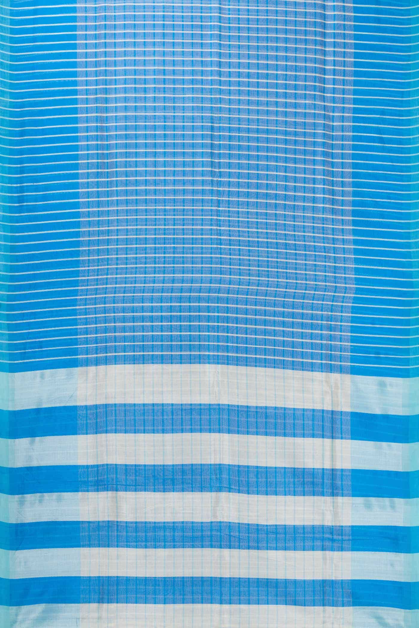 Blue Silk Cotton Saree - Image 2