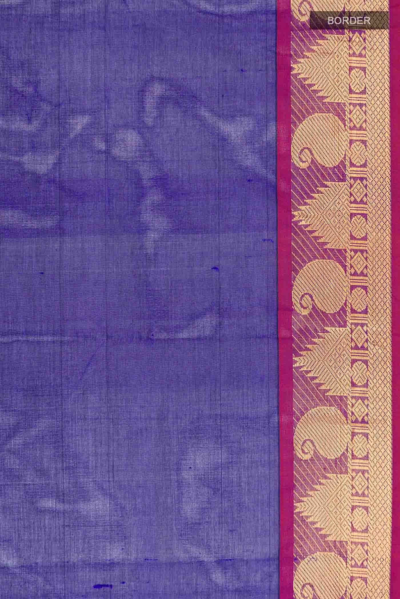 Blue Silk Cotton Saree - Image 4