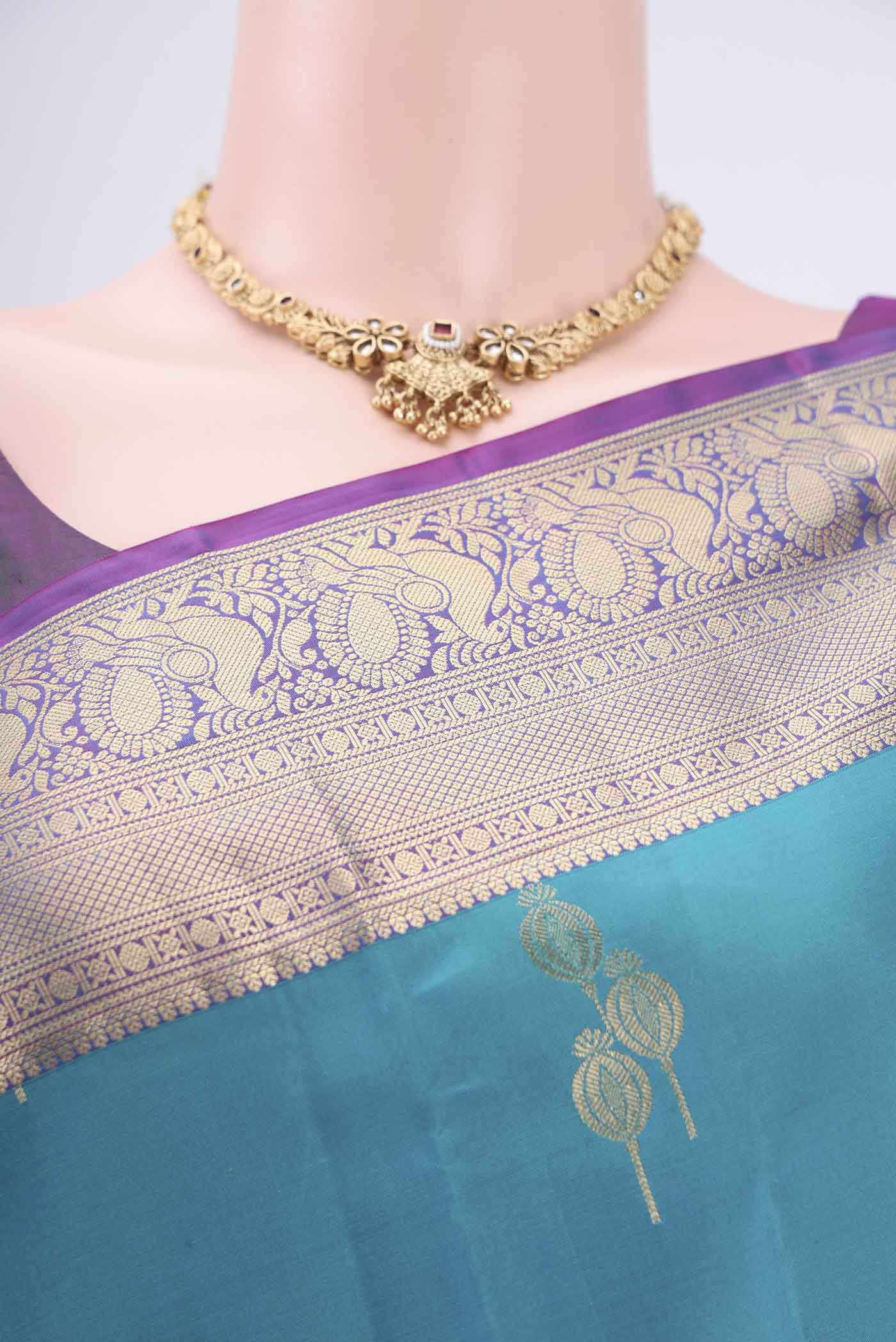 Blue Soft Silk Saree - Image 2