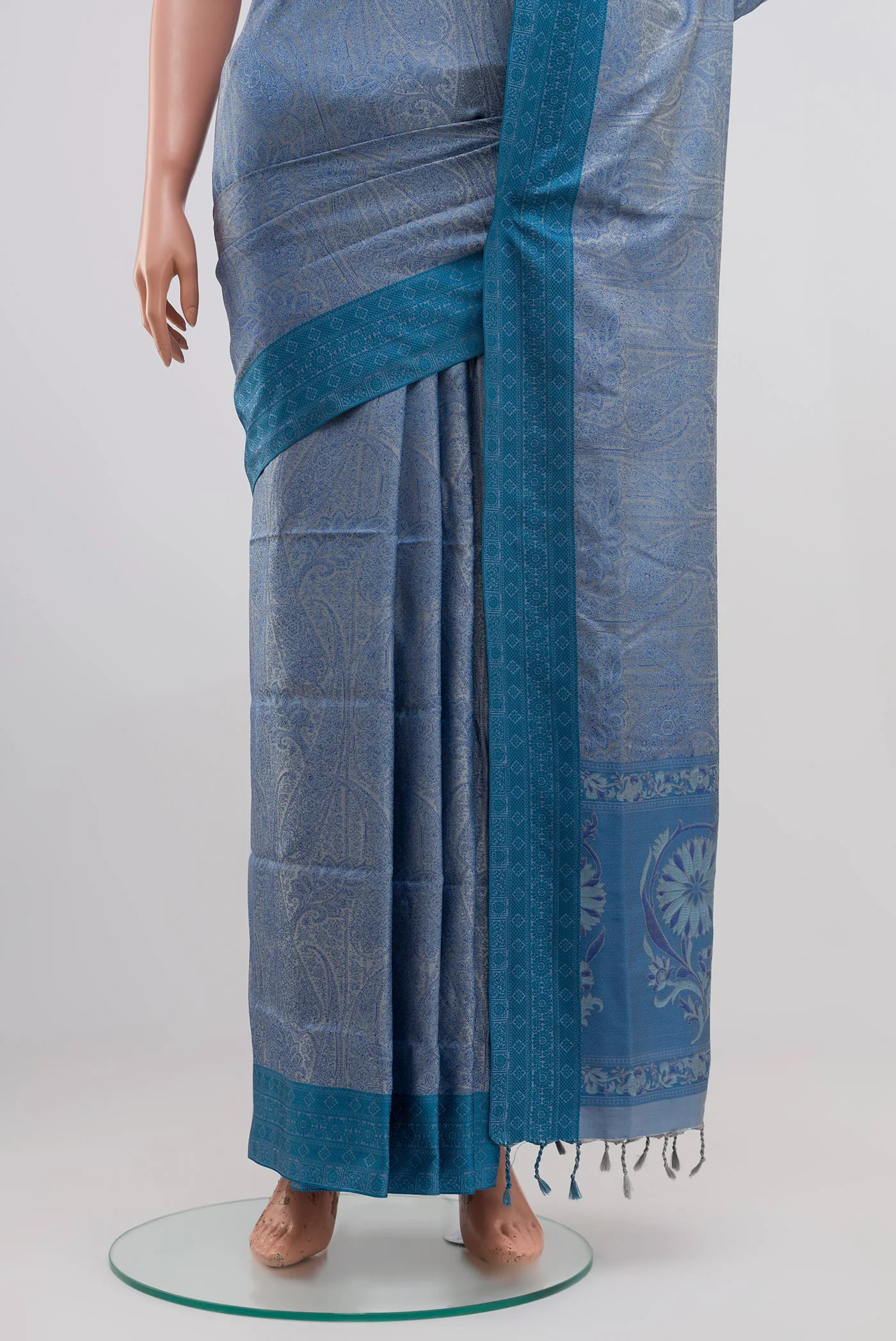 Maya Blue Soft Silk Saree - Image 3