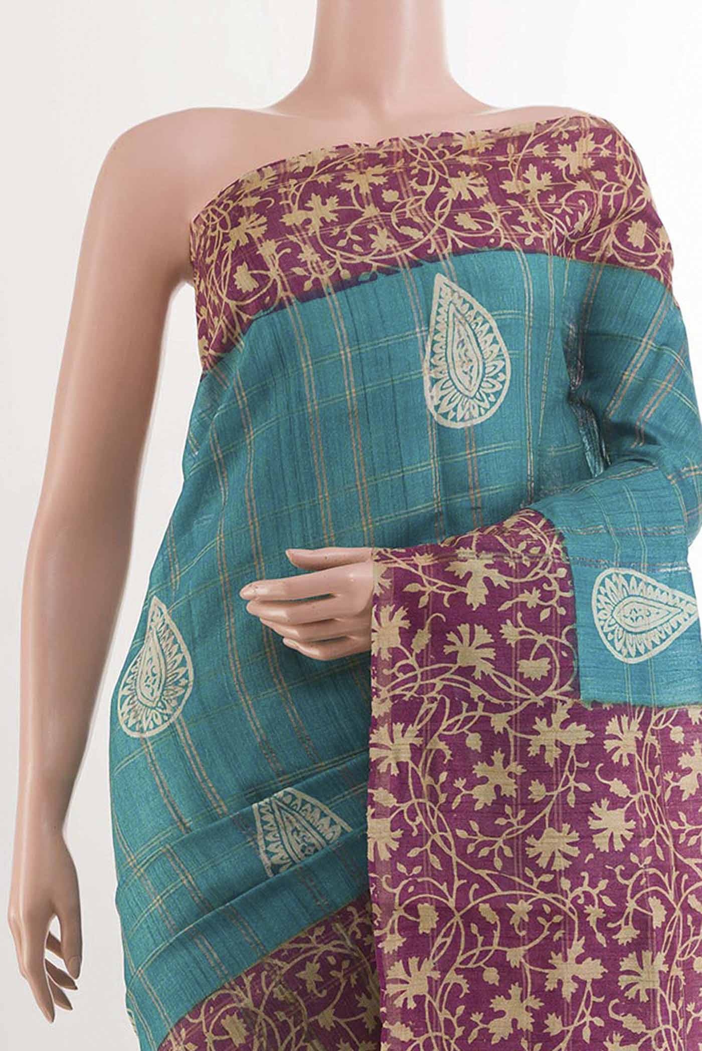 Blue Tussar Saree - Image 2