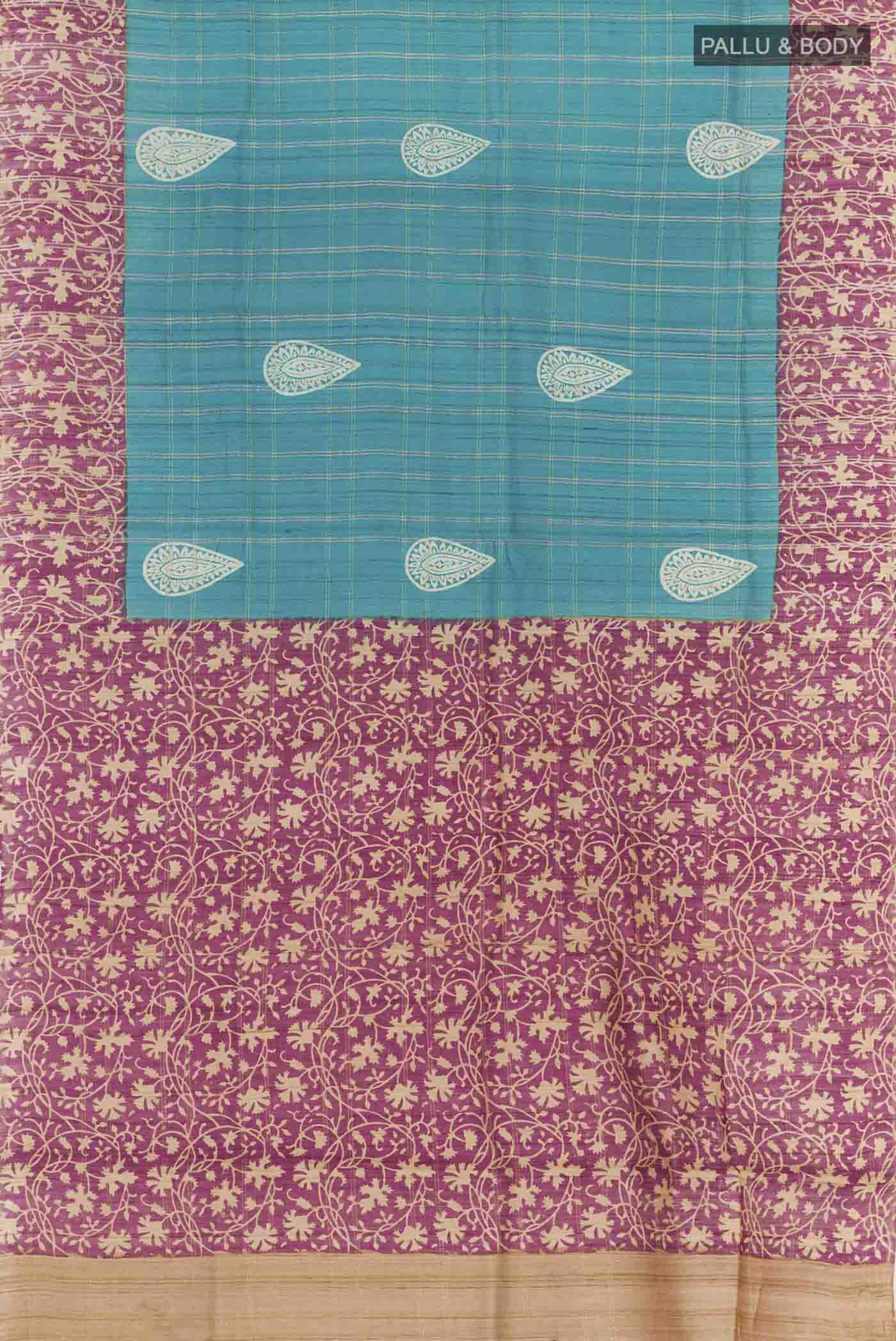 Blue Tussar Saree - Image 4