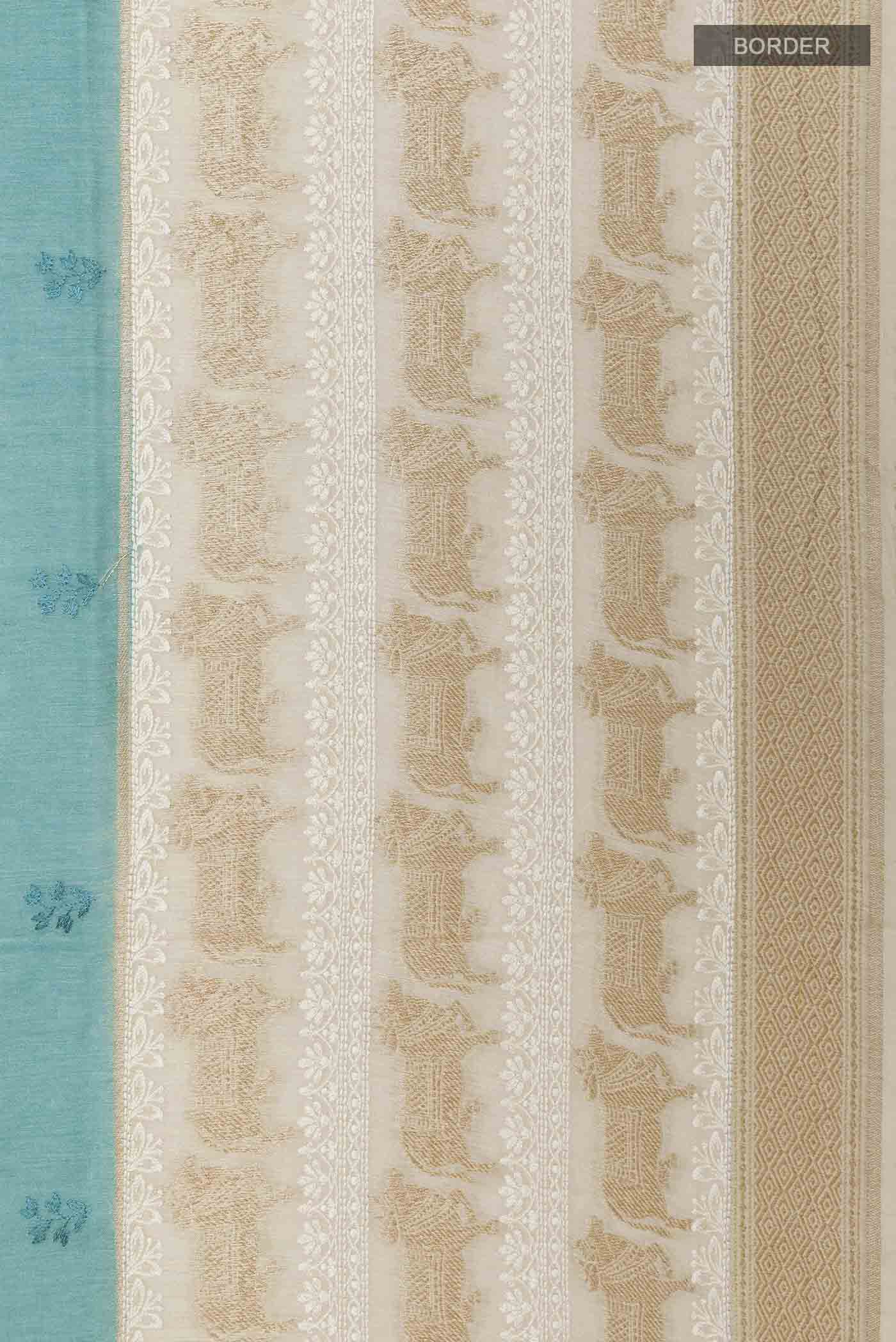 Blue Tussar Saree - Image 3
