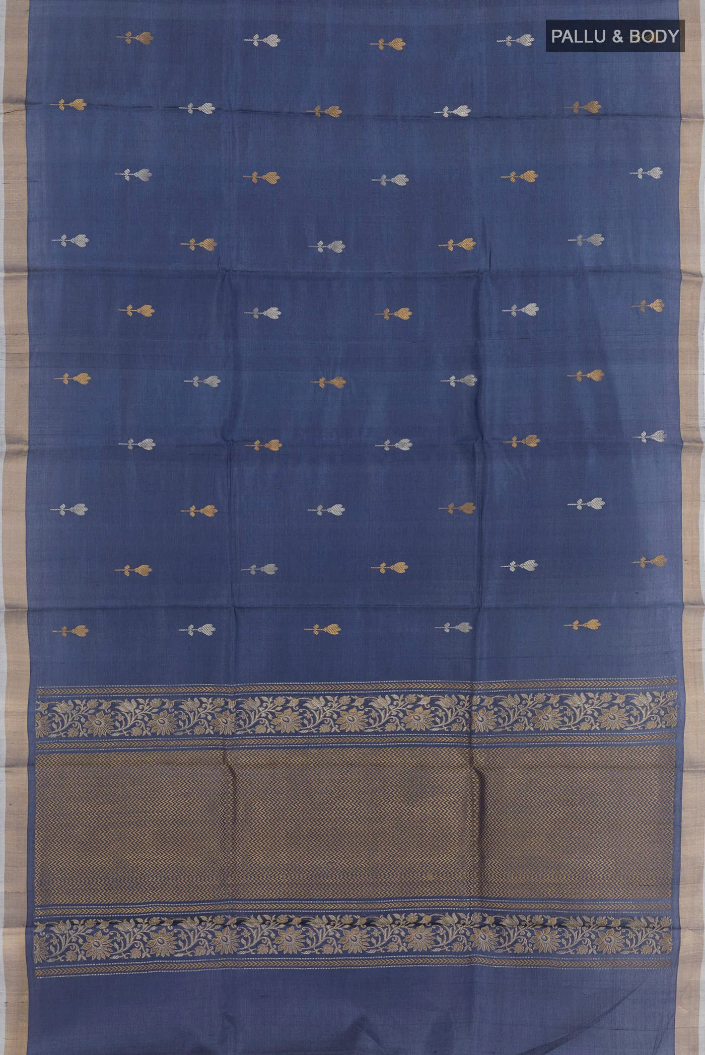 Blue Tussar Silk Saree - Image 3