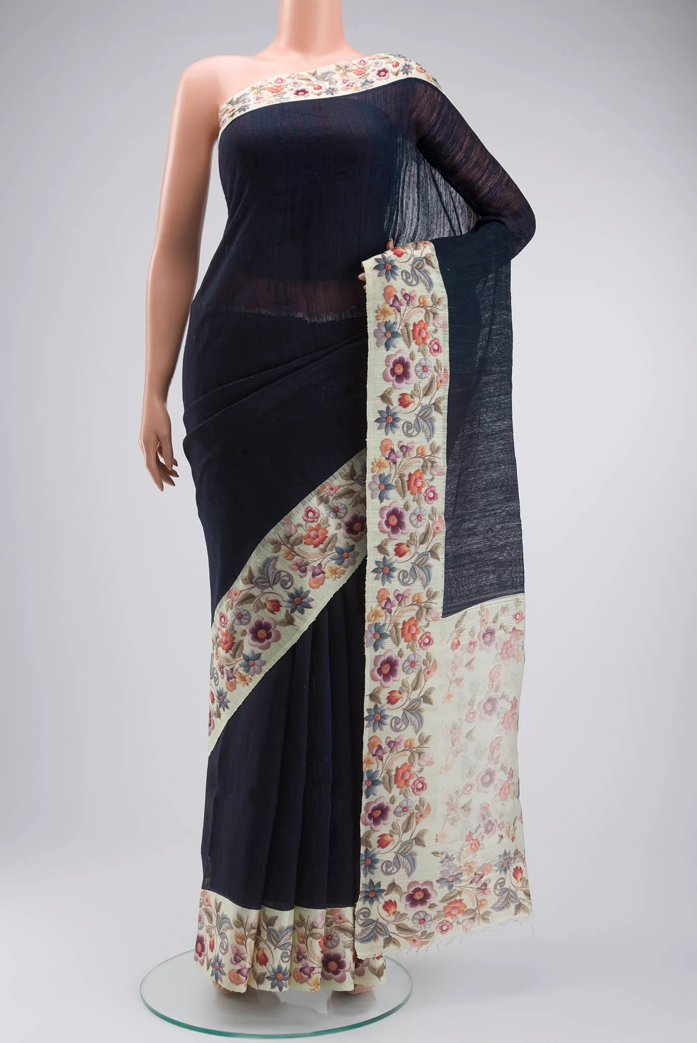 Black Tussar Silk Saree