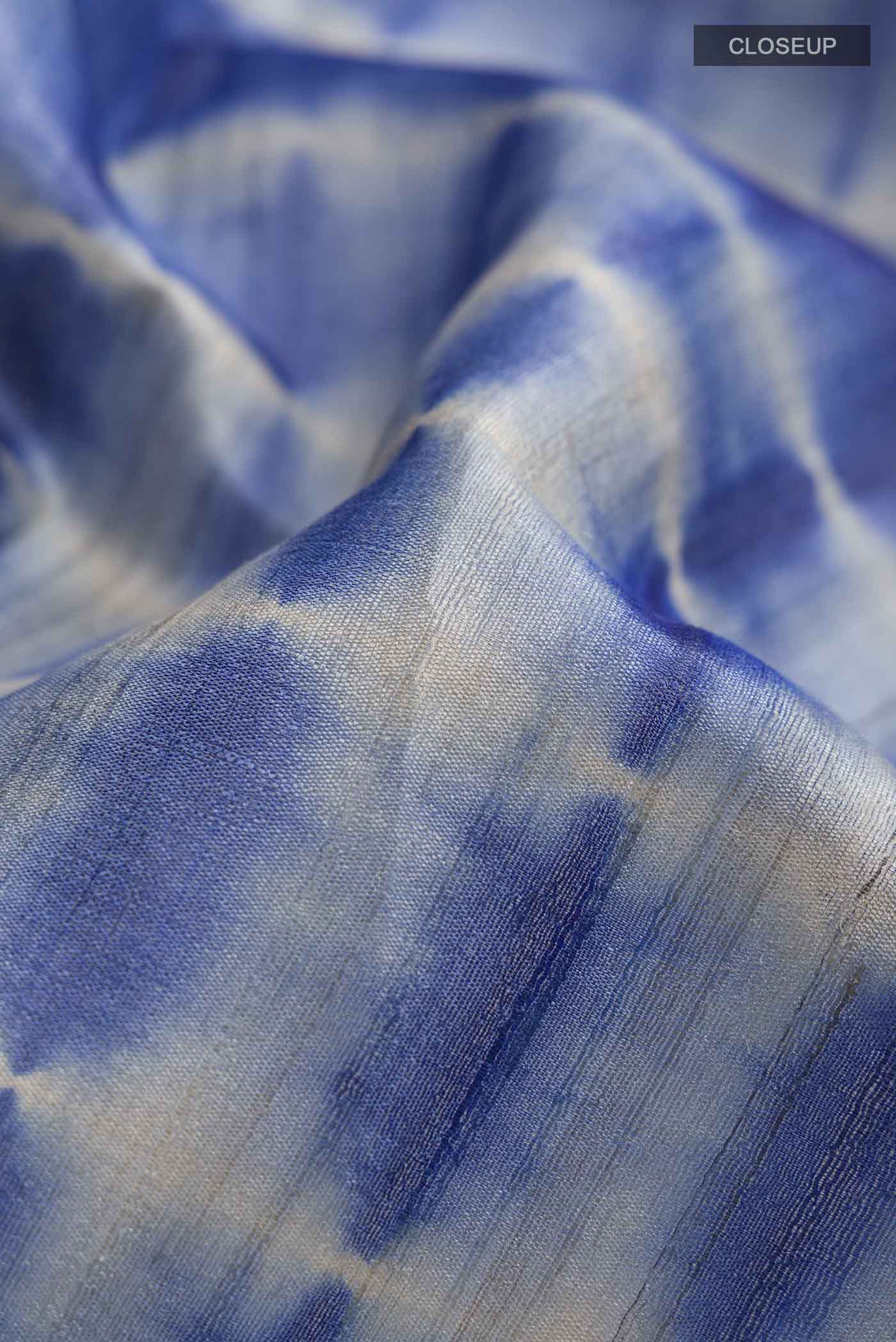 Blue Tussar Silk Saree - Image 2