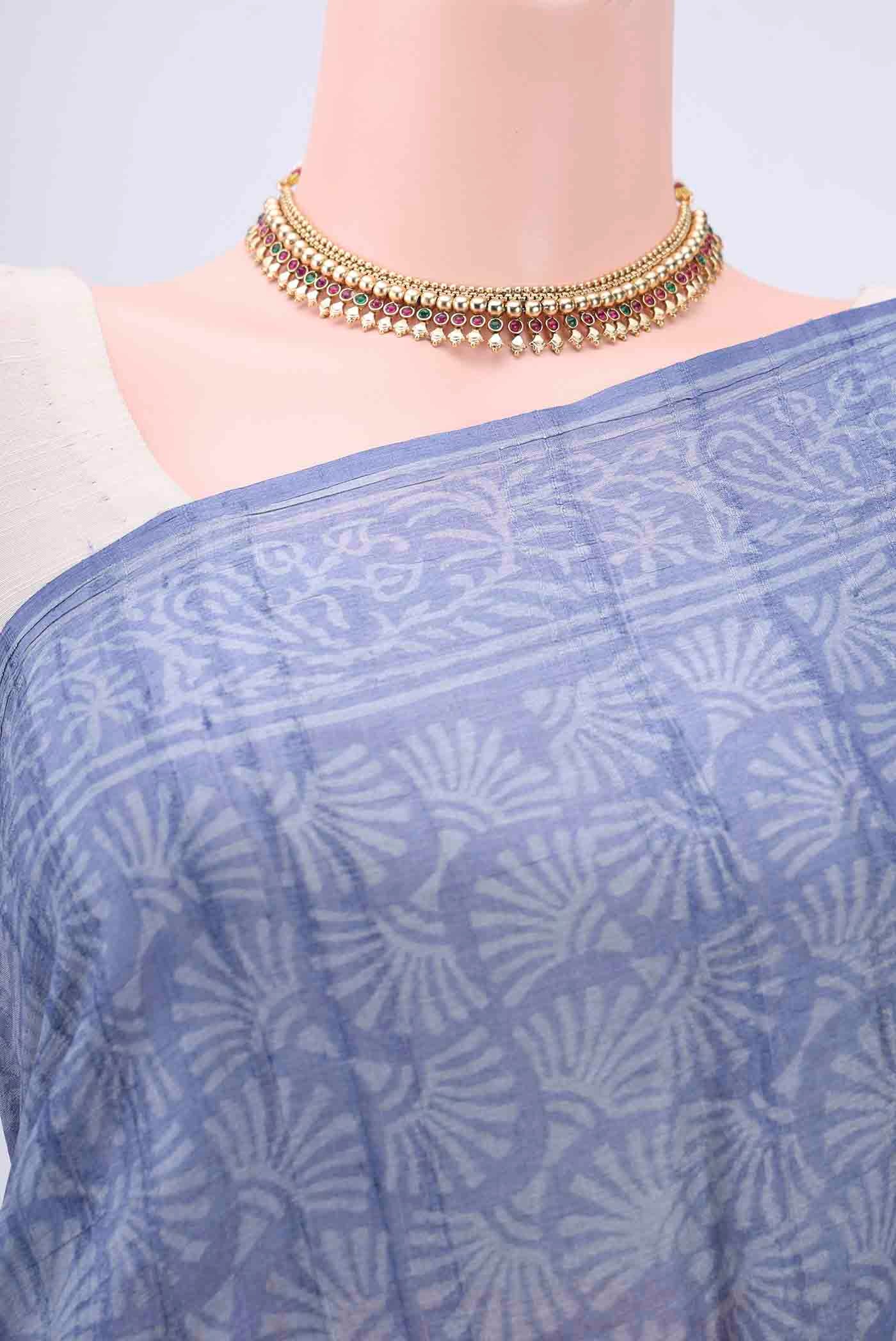 Blue Tussar Silk Saree - Image 2
