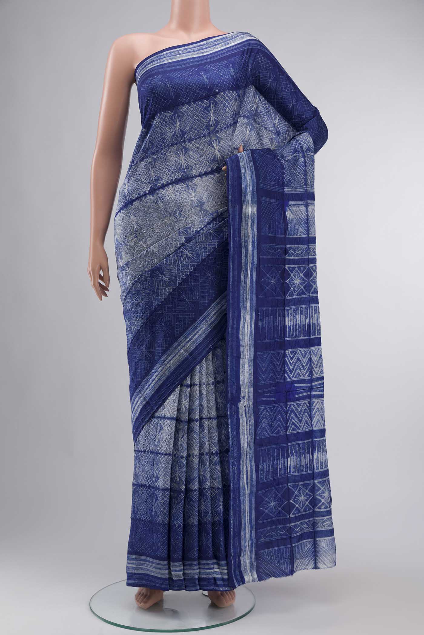 Blue Tussar Silk Saree