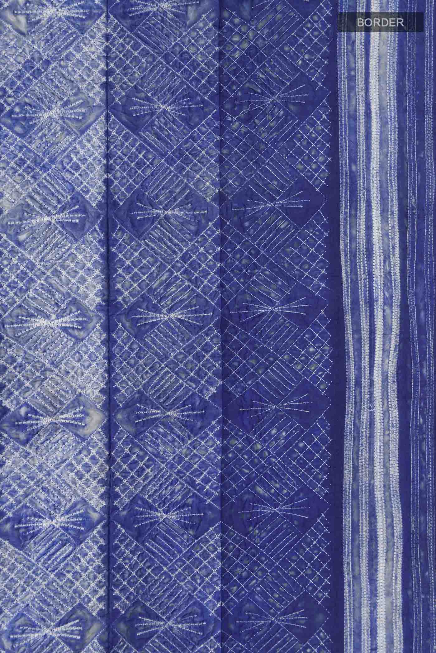 Blue Tussar Silk Saree - Image 3