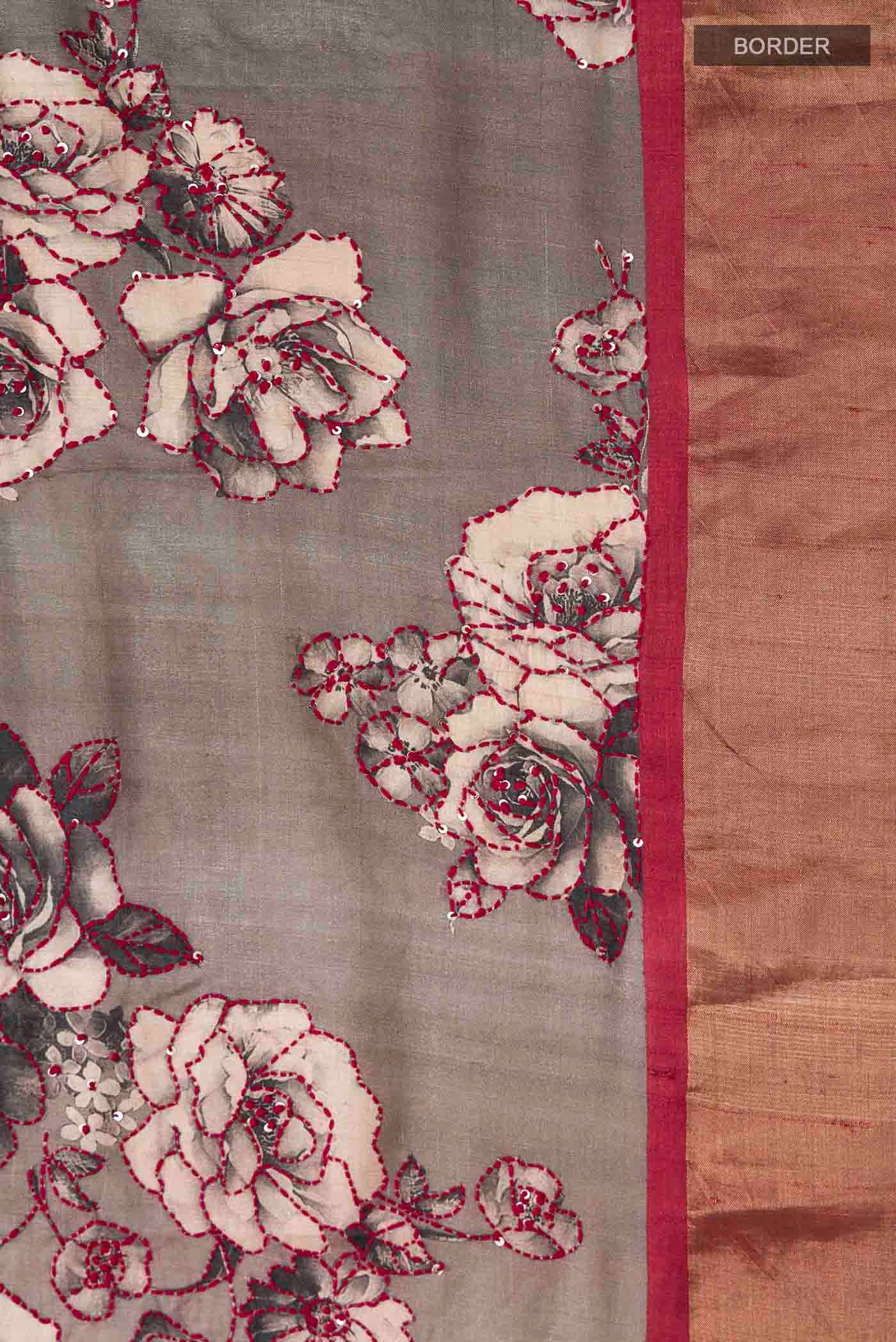 Blue Tussar Silk Saree - Image 3