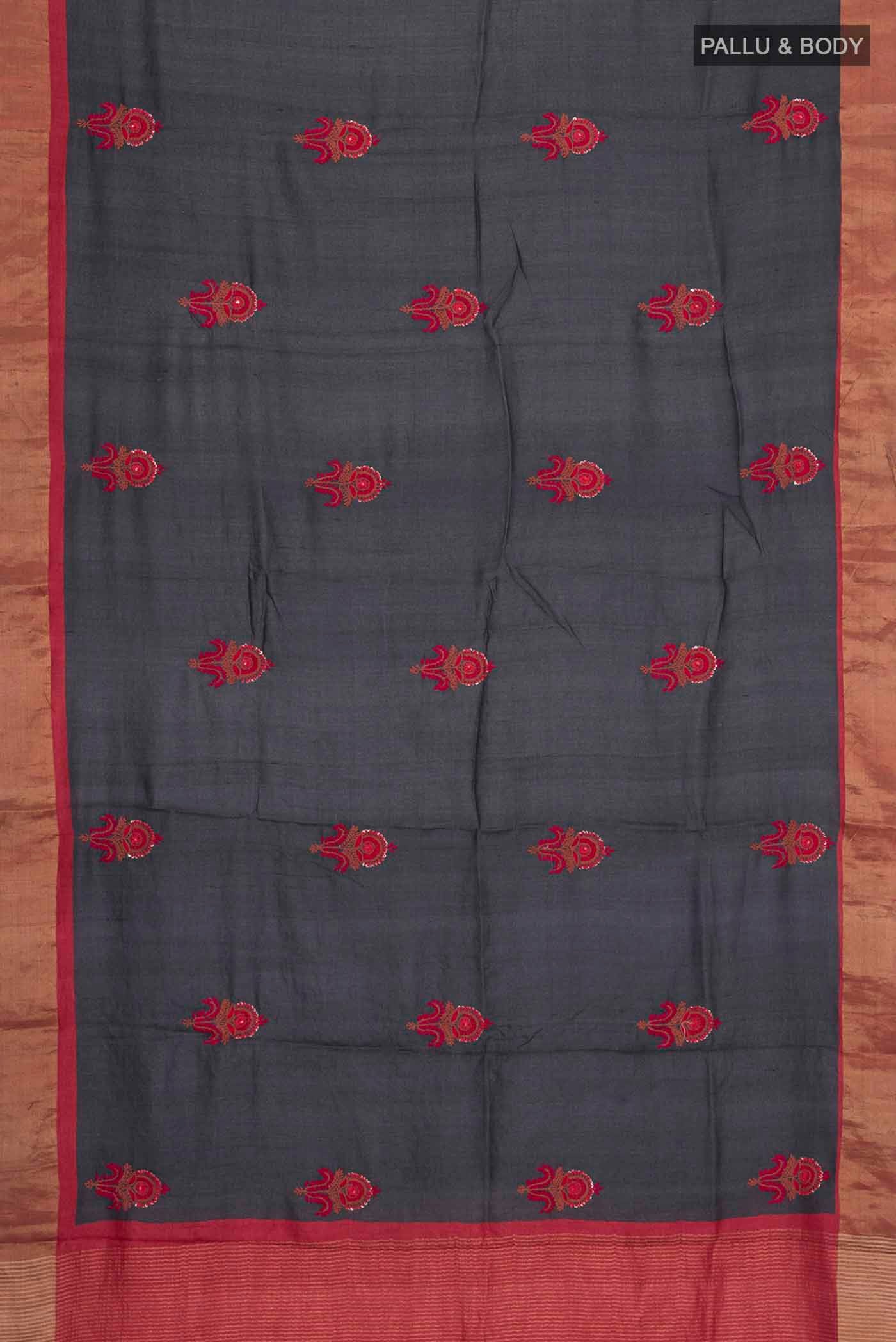 Blue Tussar Silk Saree - Image 6