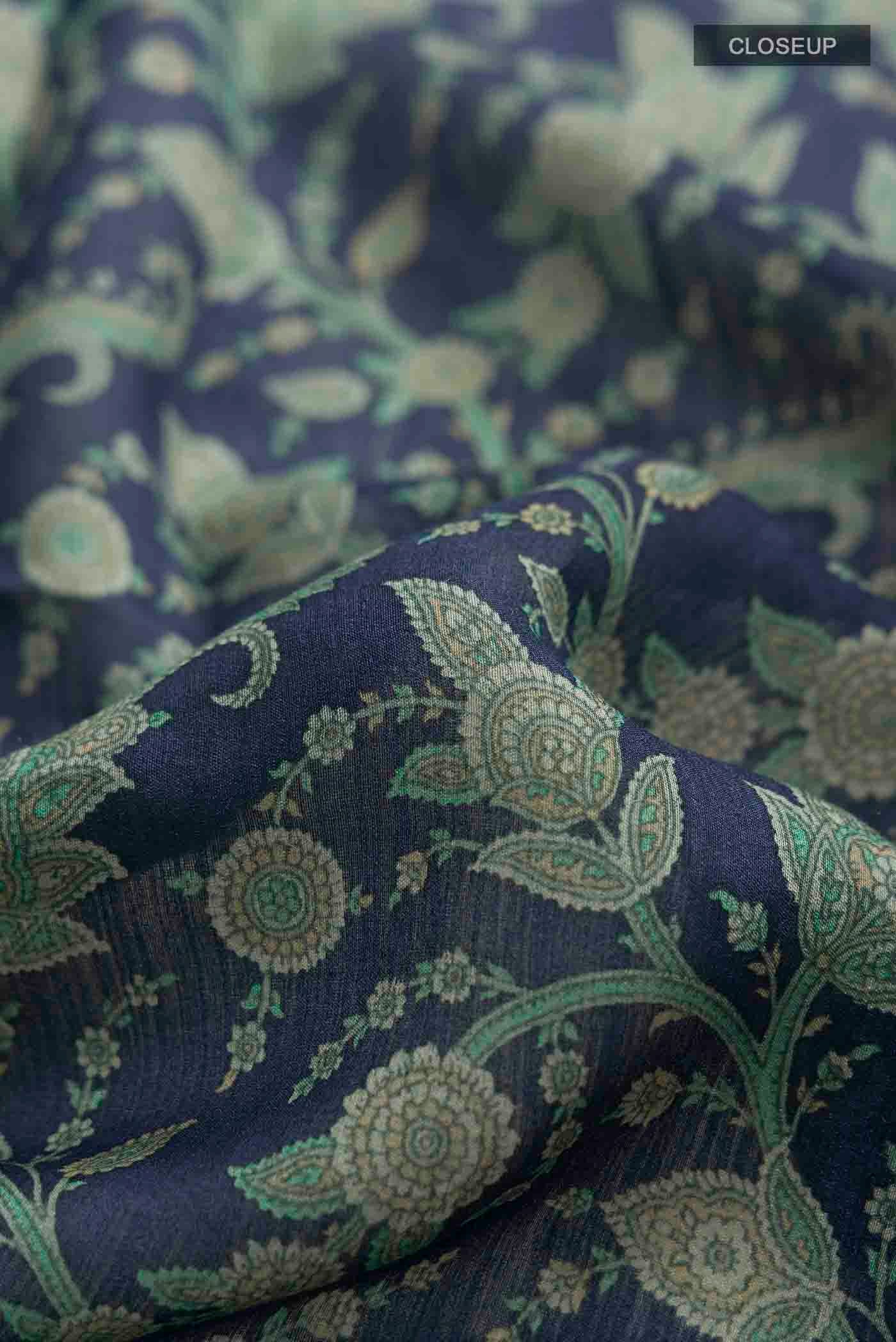 Blue Tussar Silk Saree - Image 2