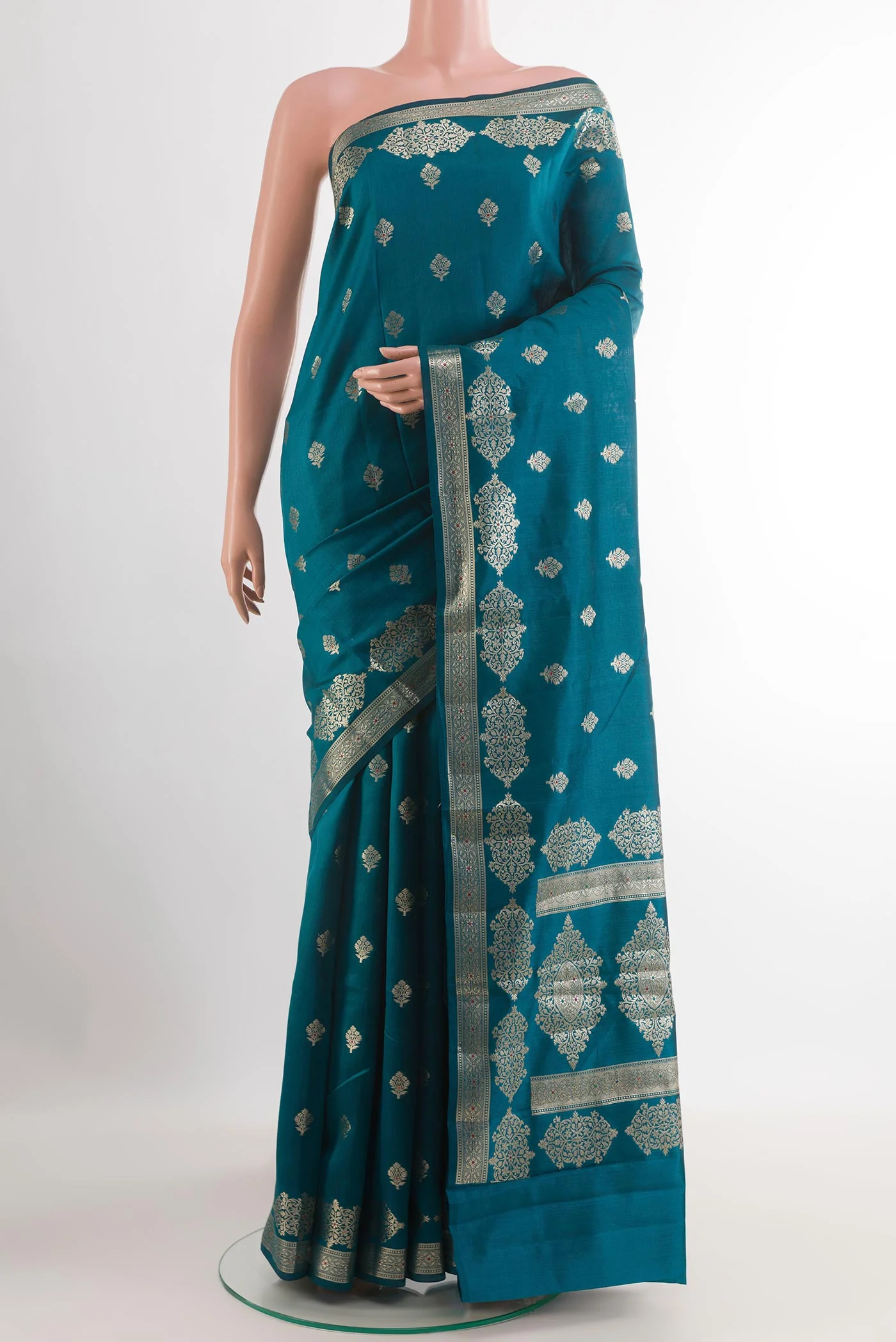 Blue Banarasi Raw Silk Saree