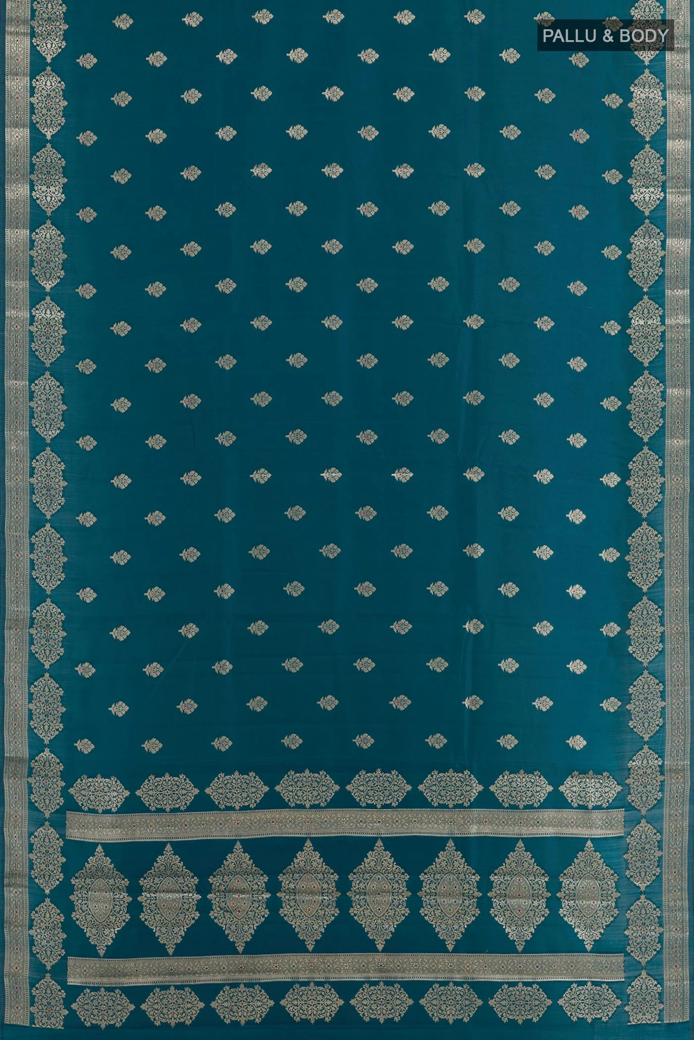 Blue Banarasi Raw Silk Saree - Image 3