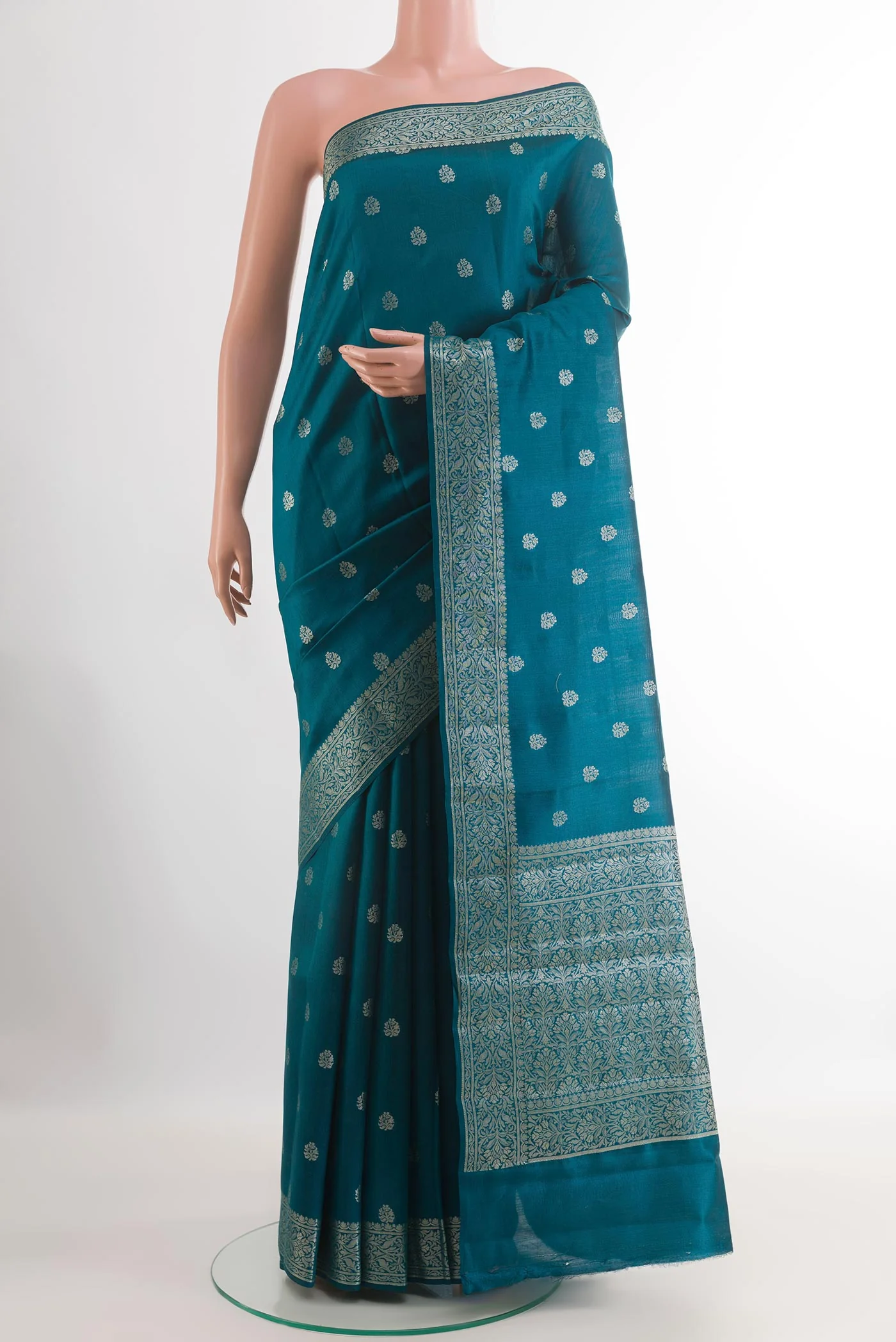 Blue Banarasi Raw Silk Saree