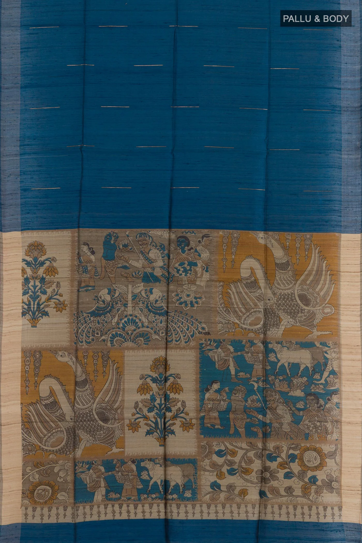 Blue Tussar Silk Saree - Image 3