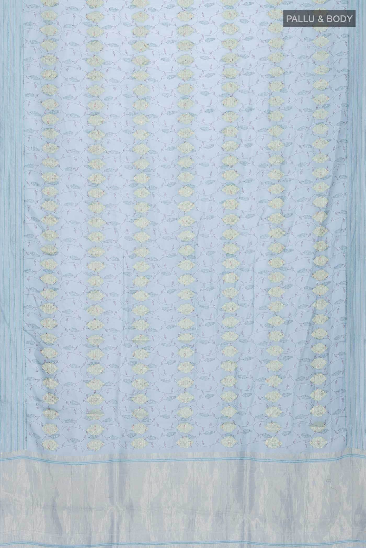 Blue Chanderi Silk Cotton Saree - Image 3