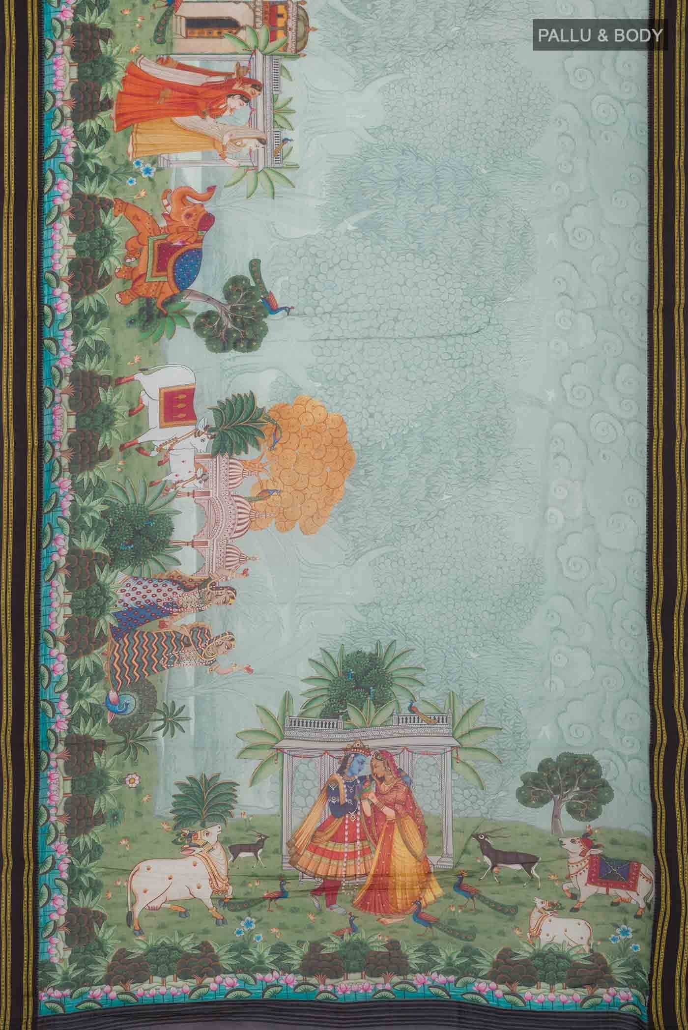Blue Tussar Silk Saree - Image 2
