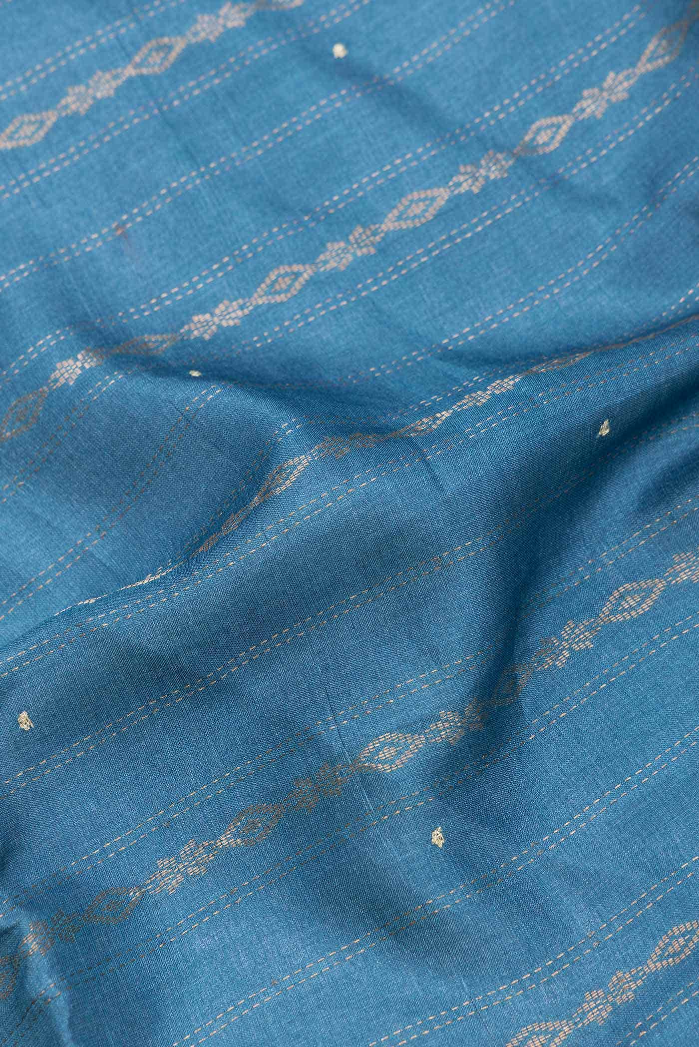 Blue Tussar Silk Saree - Image 3