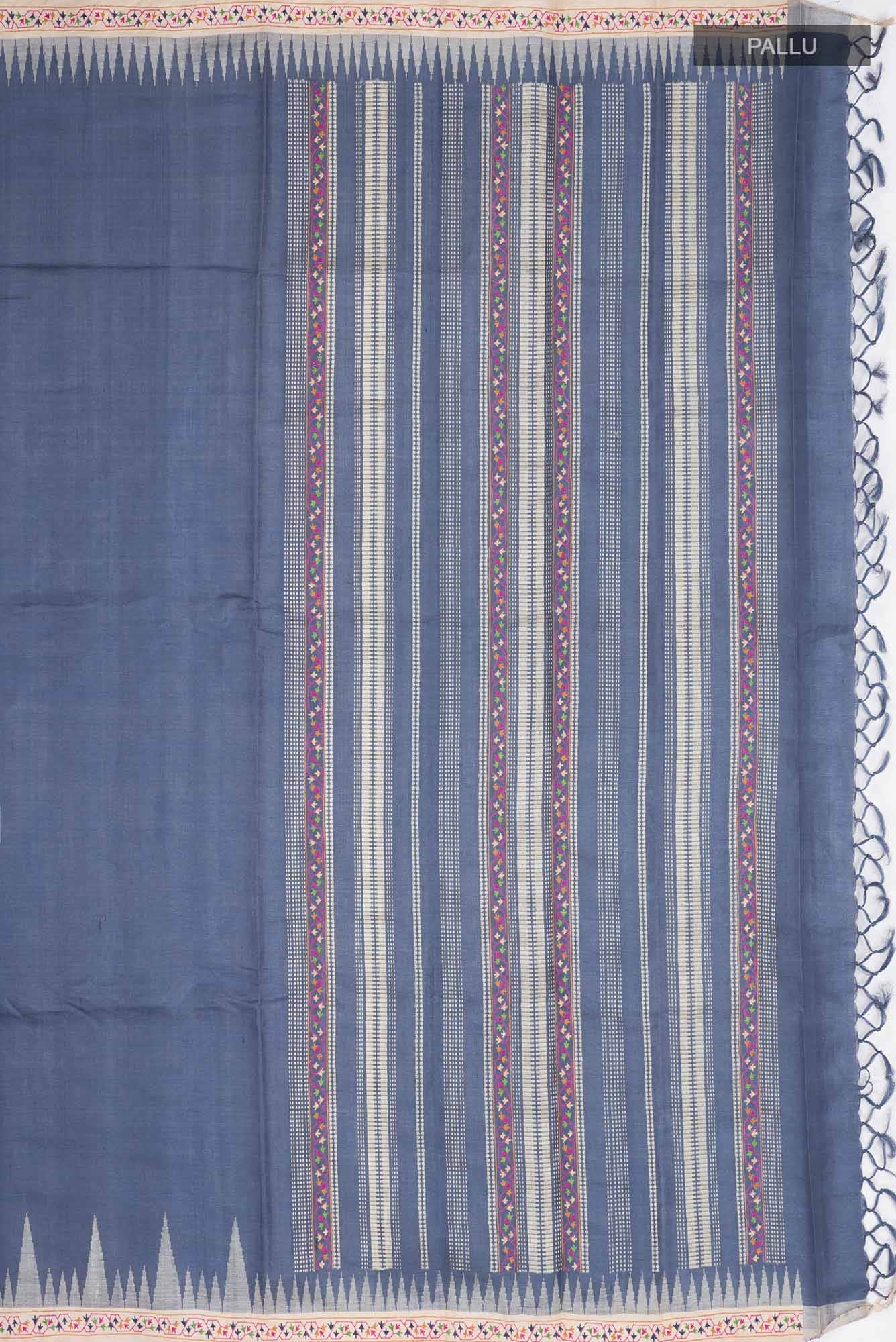 Blue Tussar Silk Saree - Image 5