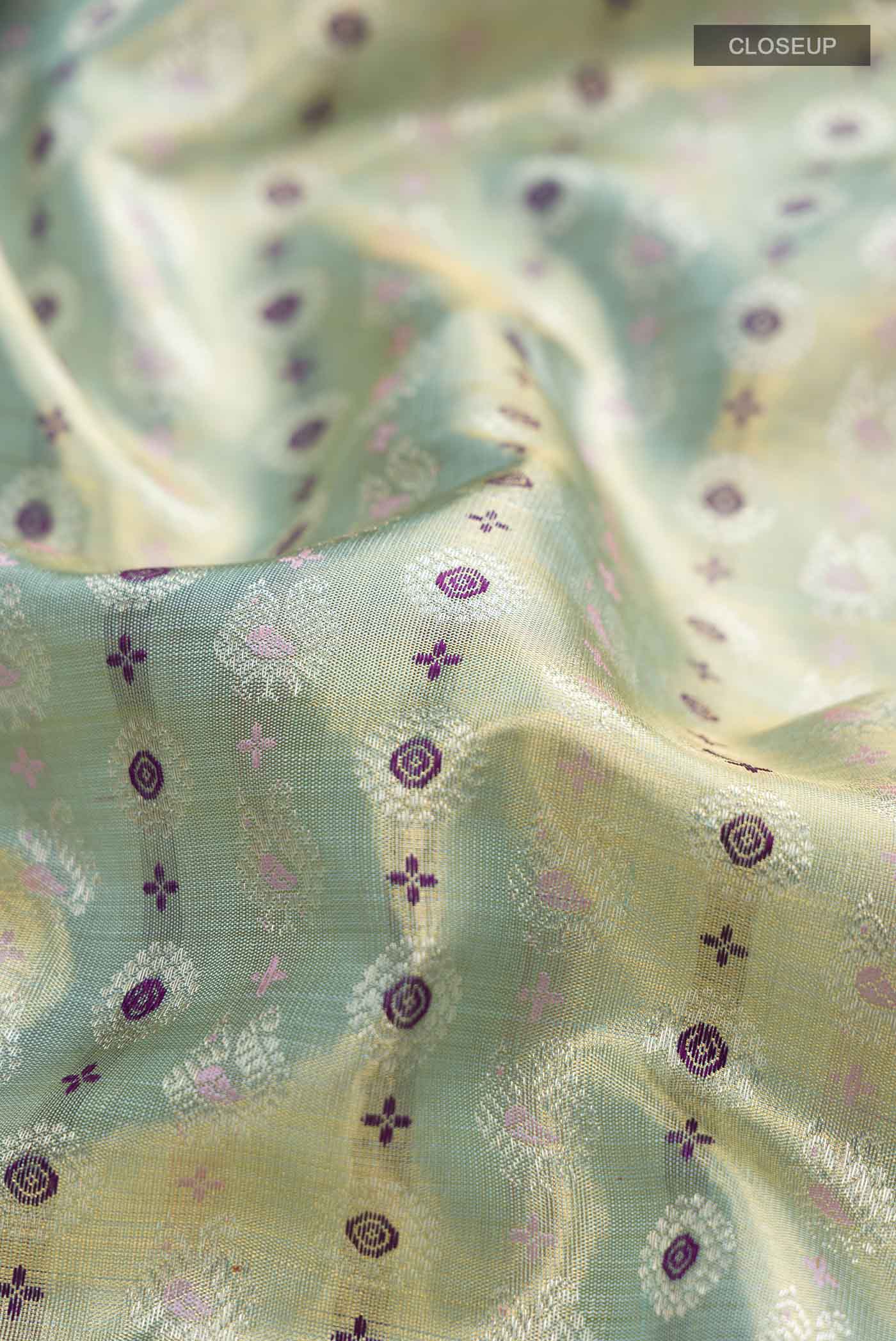 Blue with Gold Color Kanjivaram Tissue Silk Saree - Image 2