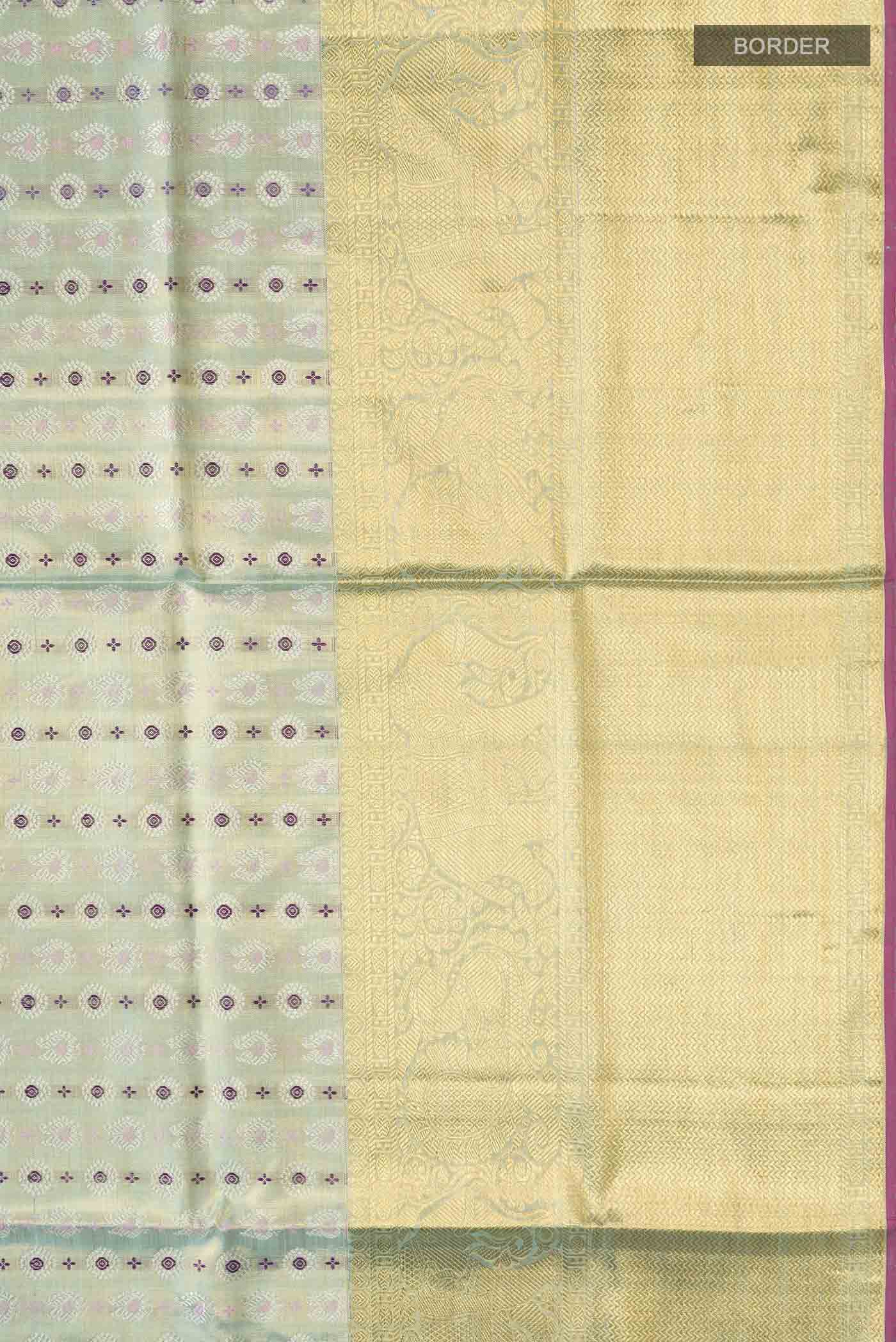 Blue with Gold Color Kanjivaram Tissue Silk Saree - Image 3