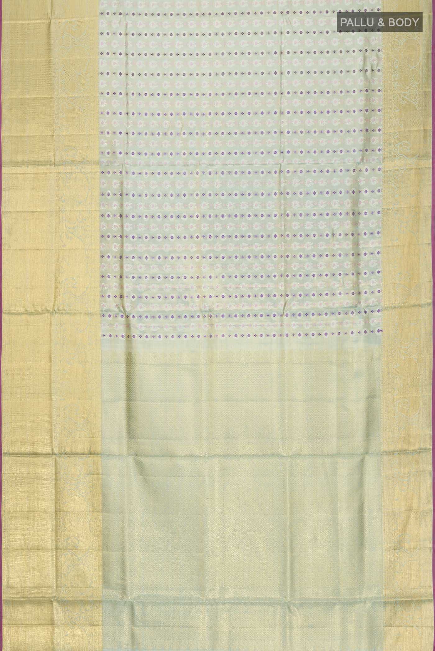 Blue with Gold Color Kanjivaram Tissue Silk Saree - Image 6
