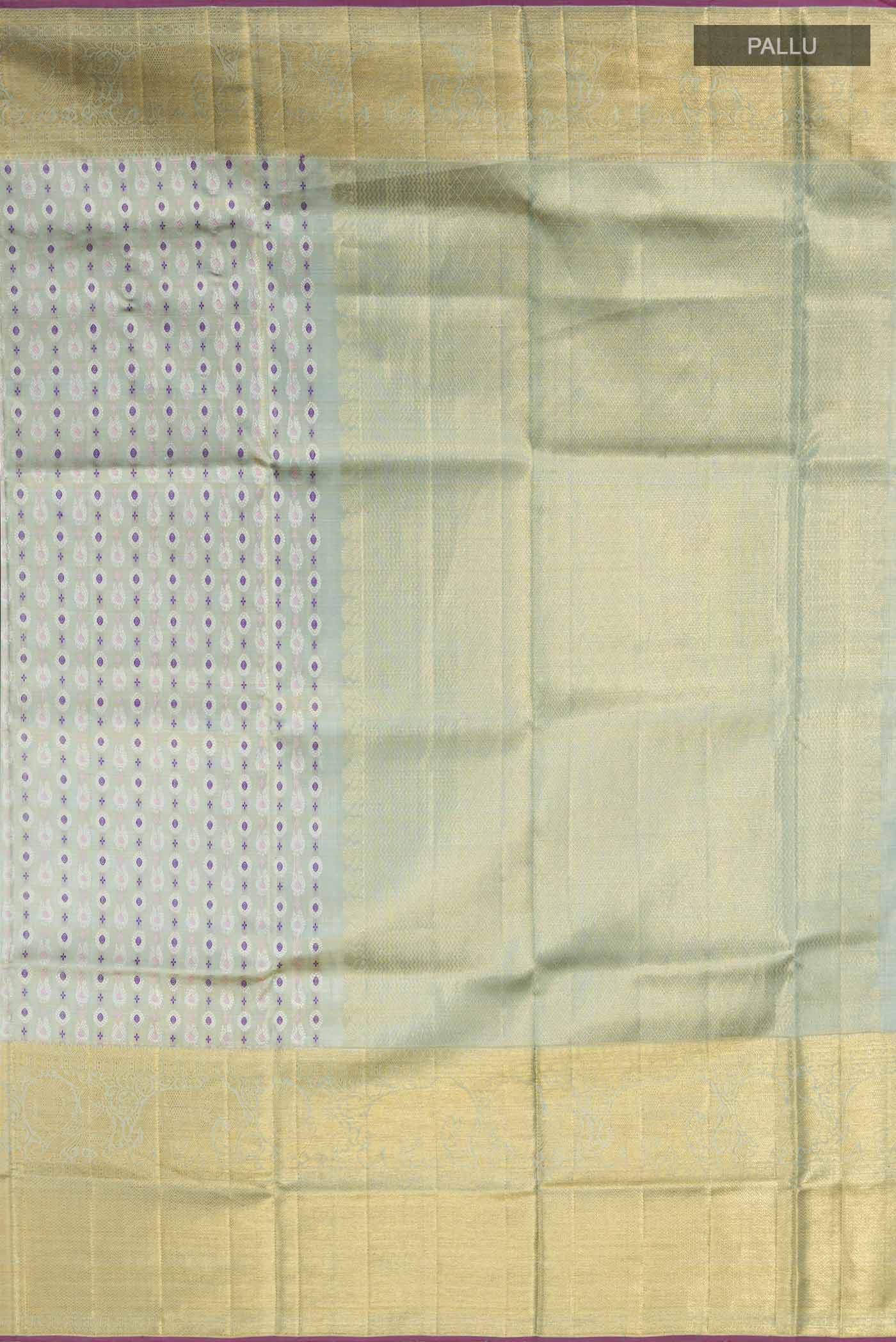 Blue with Gold Color Kanjivaram Tissue Silk Saree - Image 7