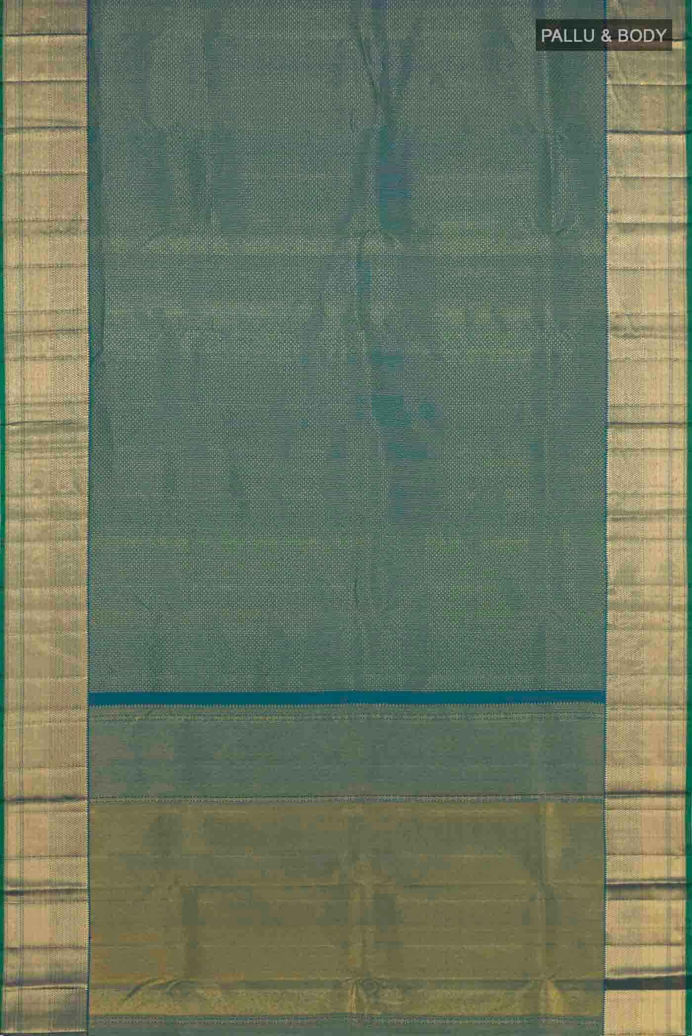 Blue with Green Color Kanchipuram Silk Saree - Image 5