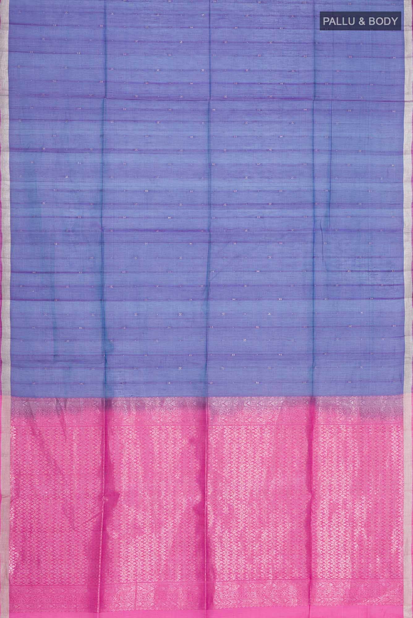 Blue with Pink Dual Tone Silk Cotton Saree - Image 2