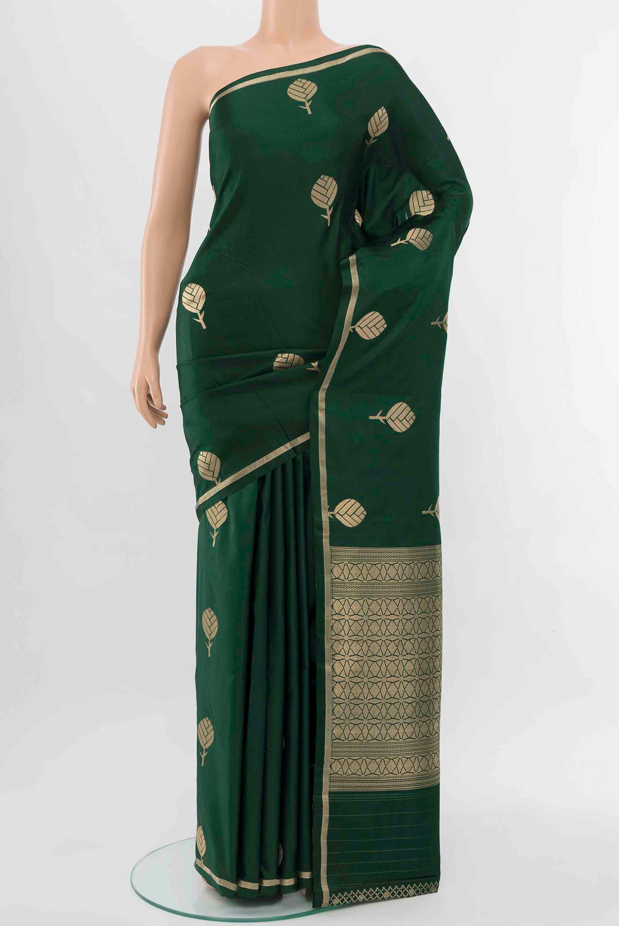 Bottle Green Banarasi Silk Saree