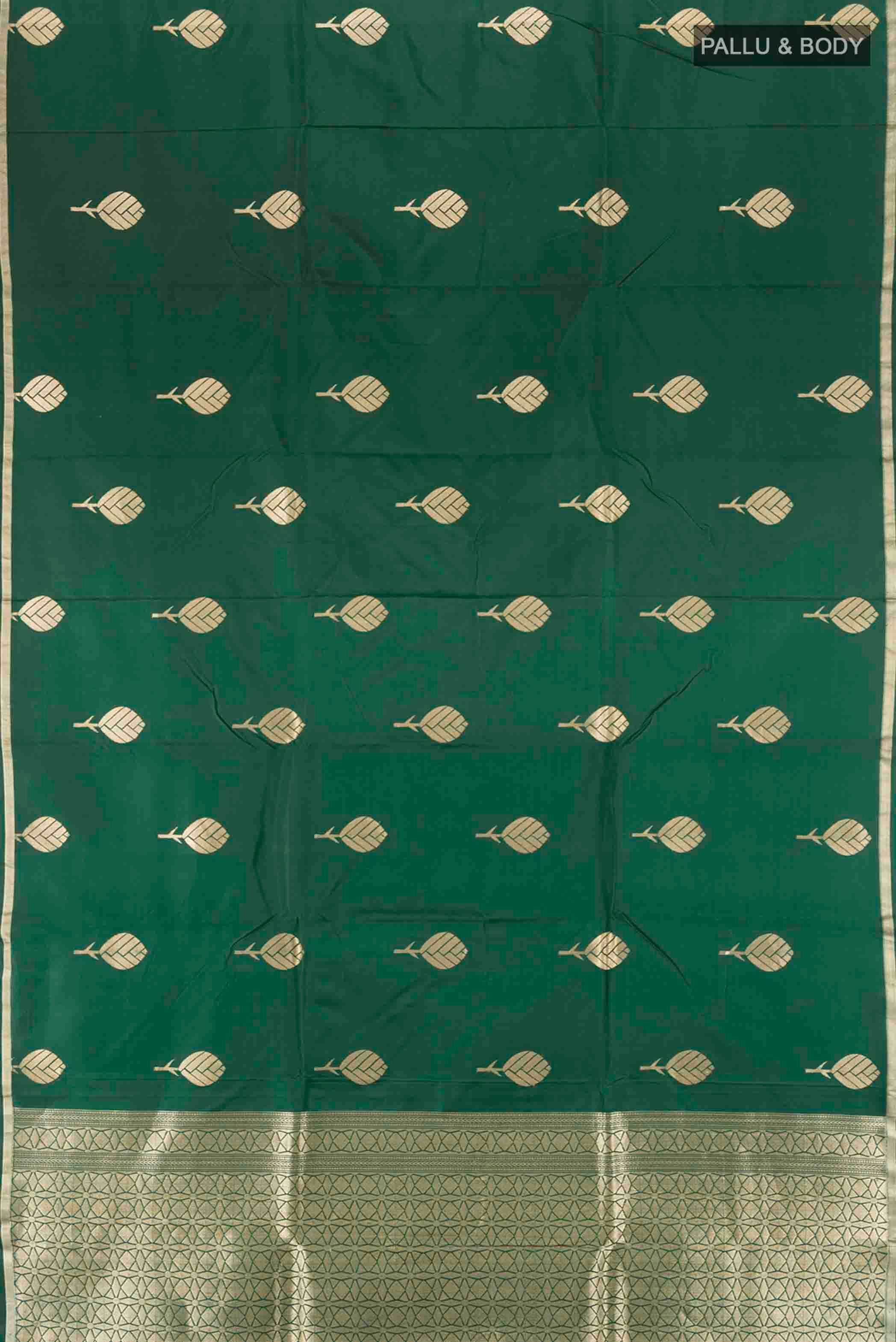 Bottle Green Banarasi Silk Saree - Image 5