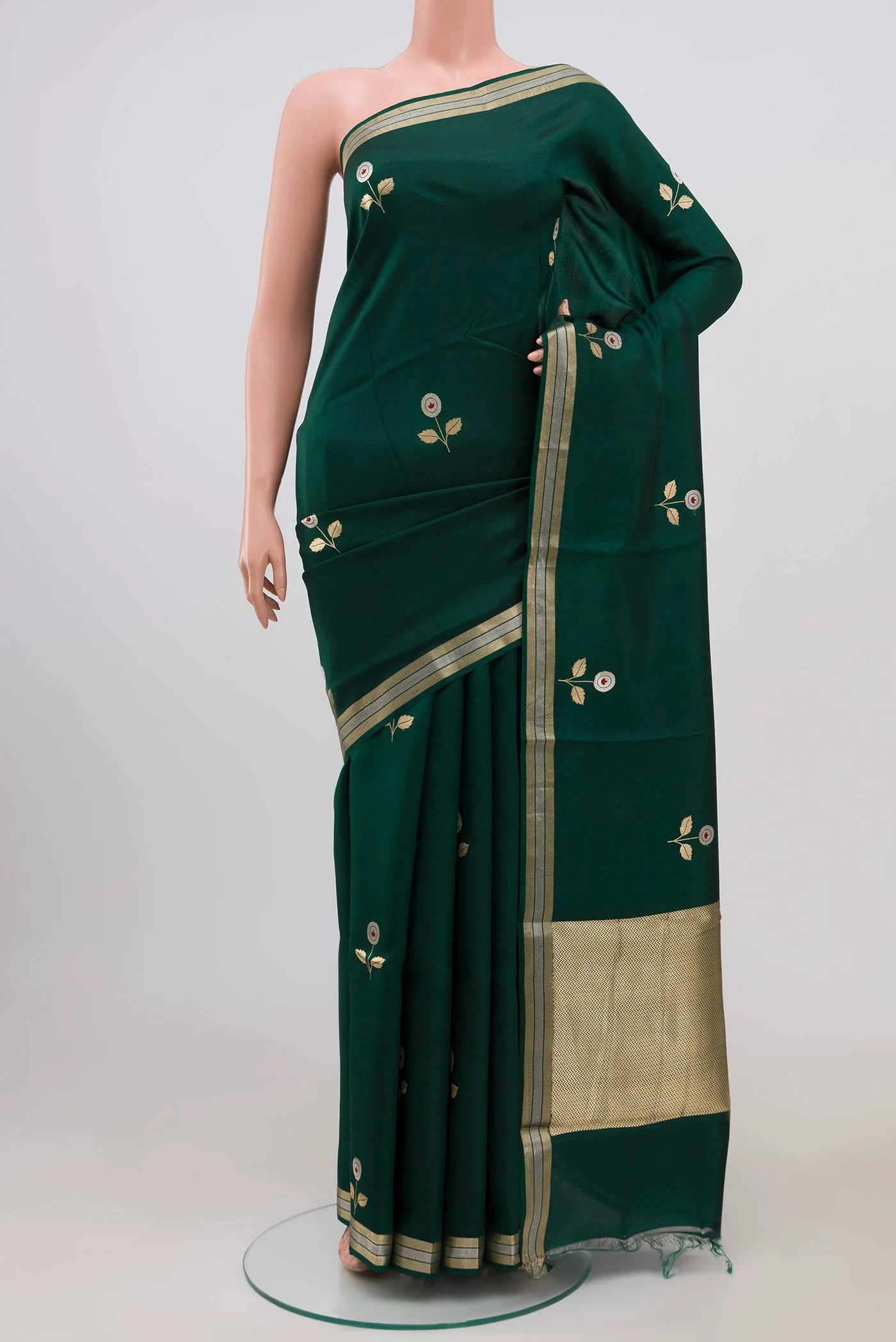 Bottle Green Banarasi Silk Saree