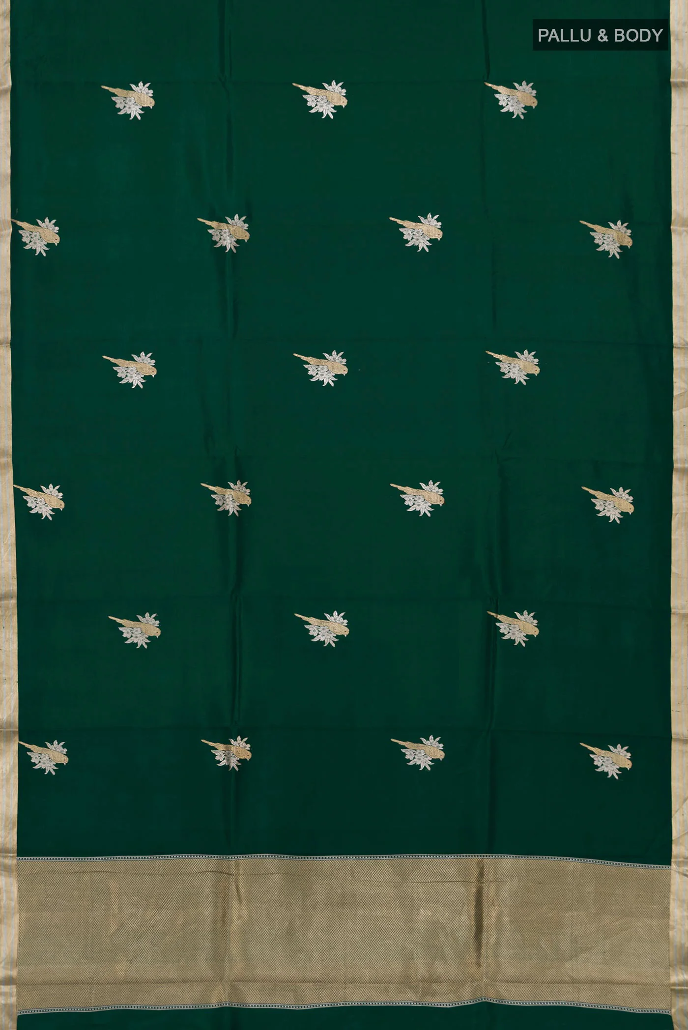 Bottle Green Banarasi Katan Silk Saree - Image 5