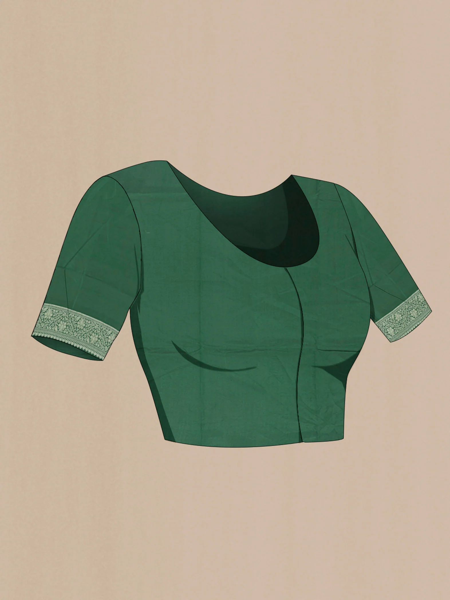 Bottle Green Banarasi Raw Silk Saree - Image 4