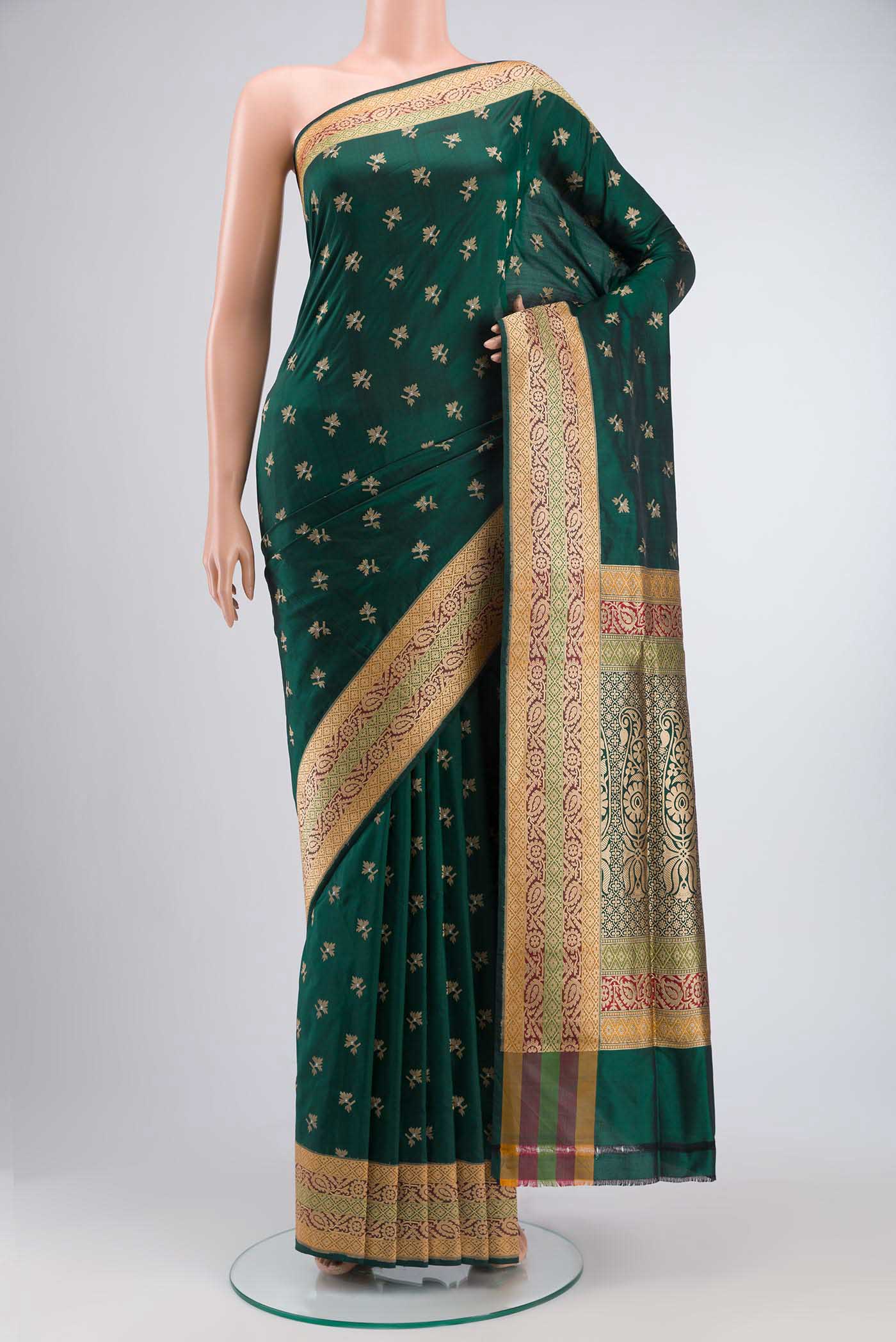 Bottle Green Banarasi Silk Saree