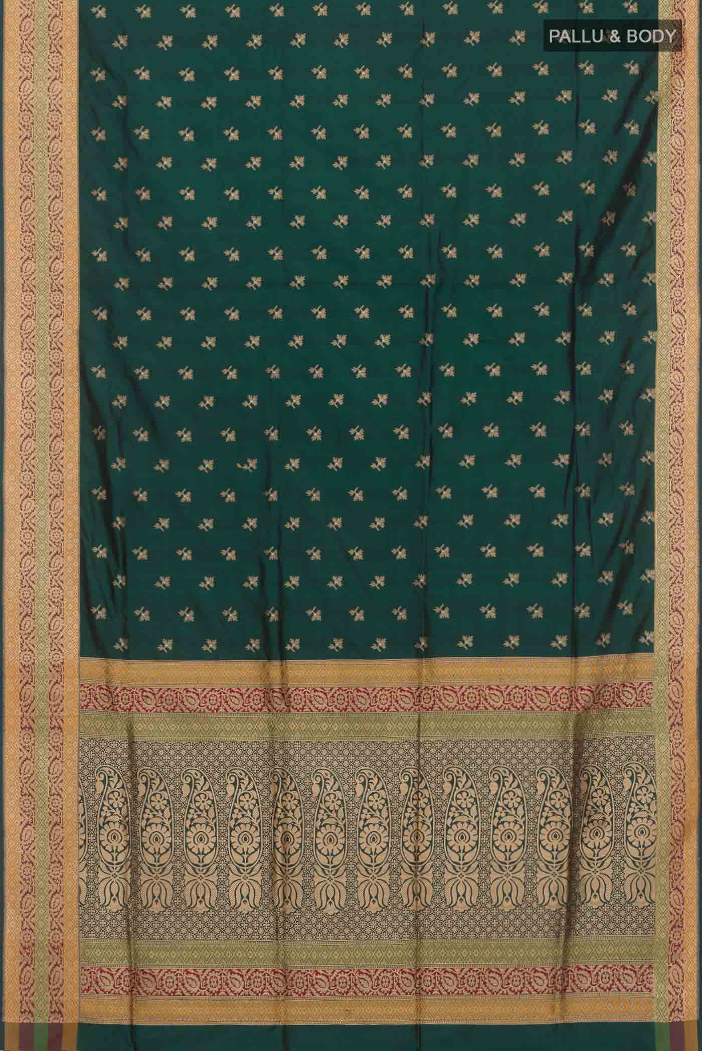 Bottle Green Banarasi Silk Saree - Image 6