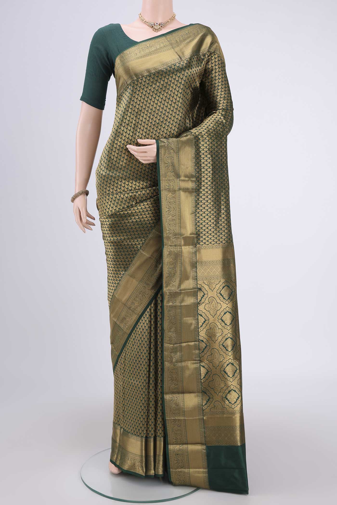 Bottle Green Bangalore Silk Saree