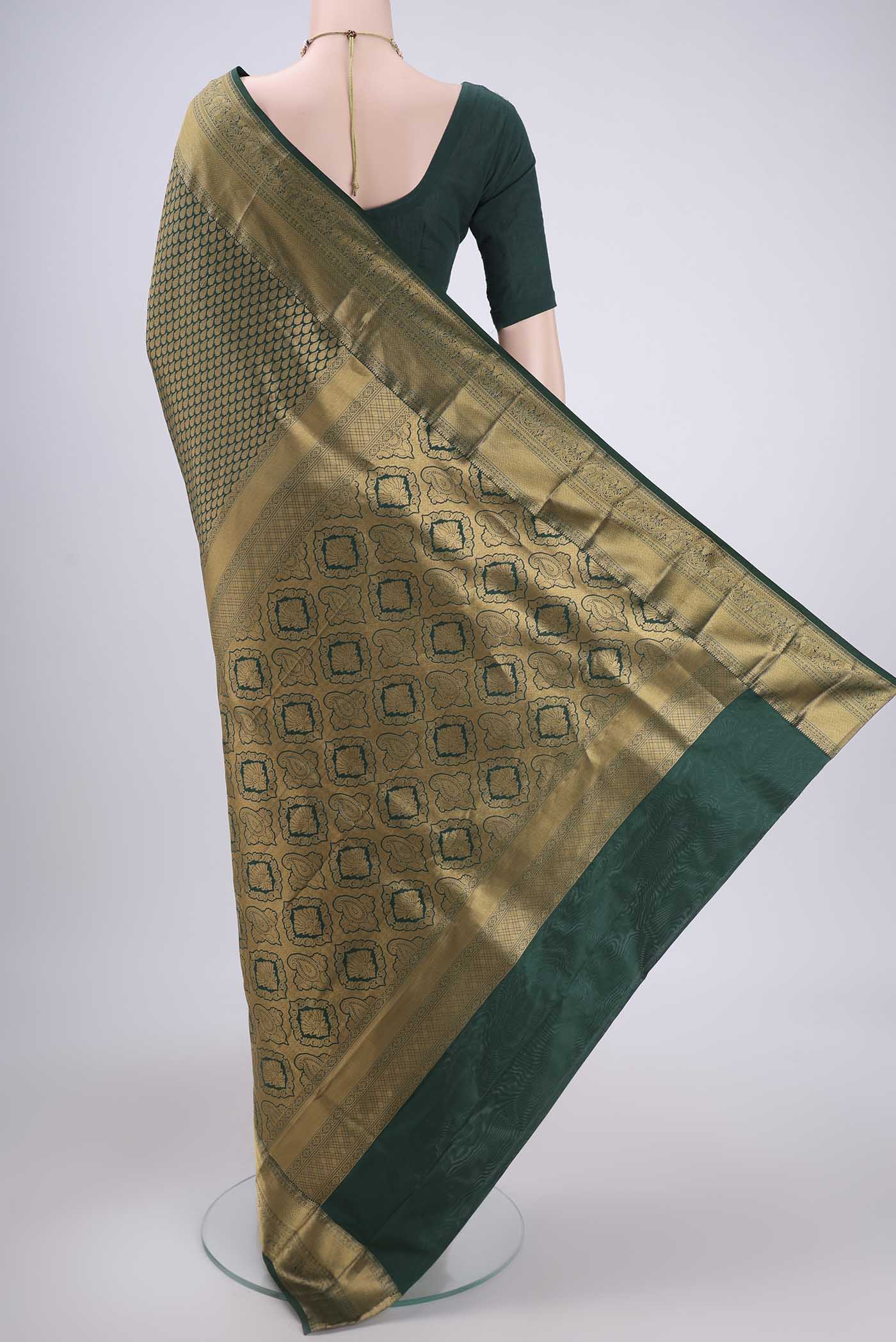 Bottle Green Bangalore Silk Saree - Image 3
