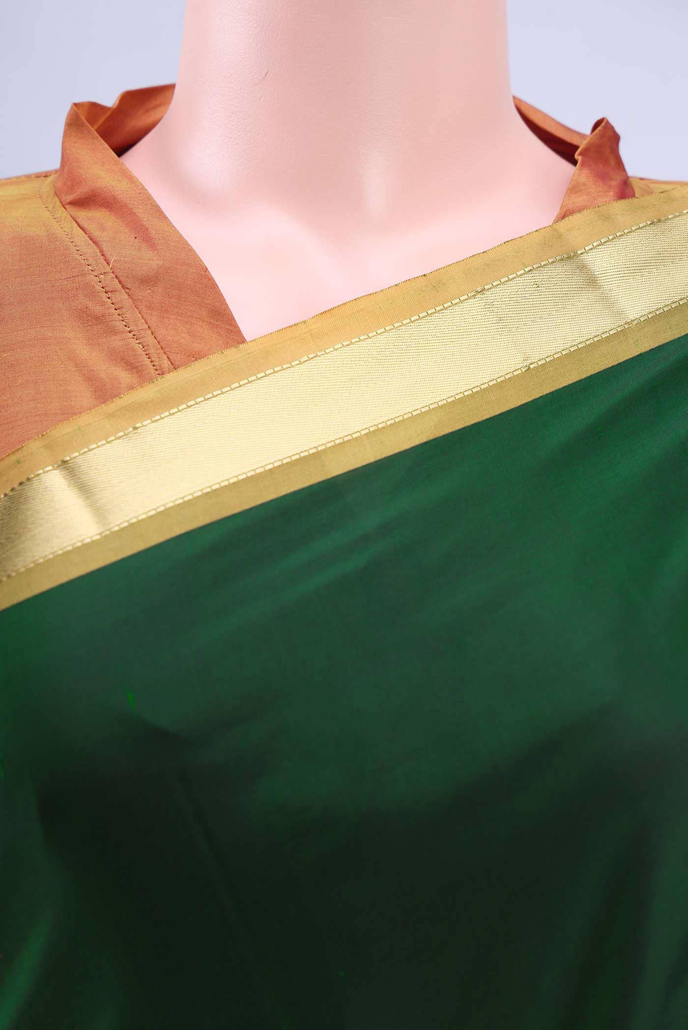 Bottle Green Bangalore Silk Saree - Image 3