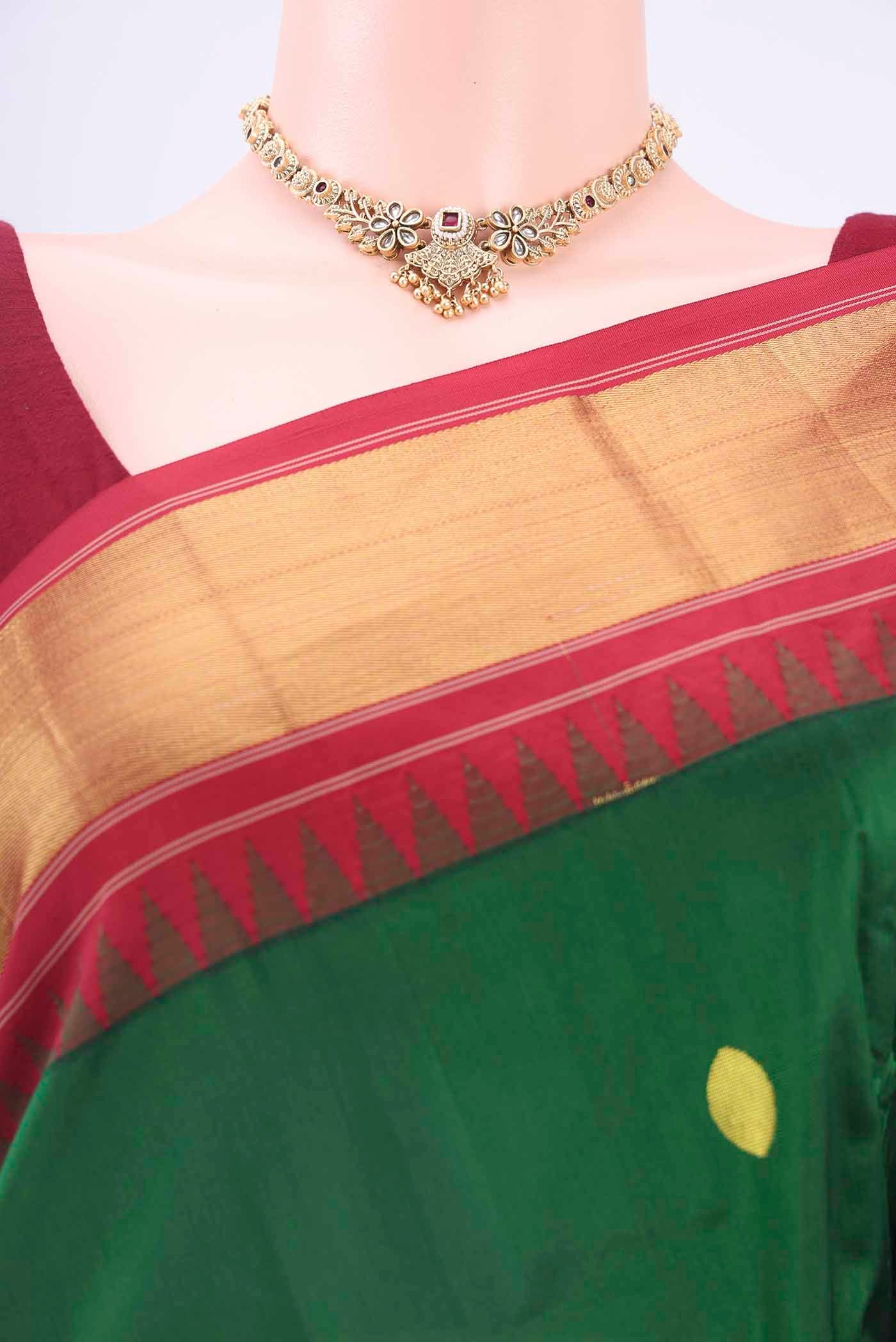 Bottle Green Blended Bangalore Silk Saree - Image 2