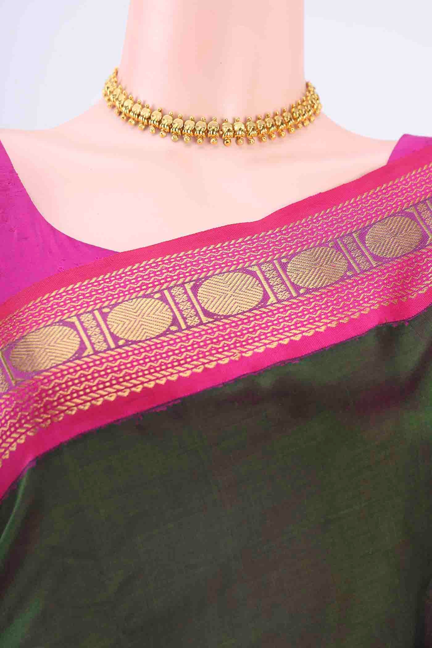 Bottle Green Blended Coimbatore Silk Cotton Saree - Image 2