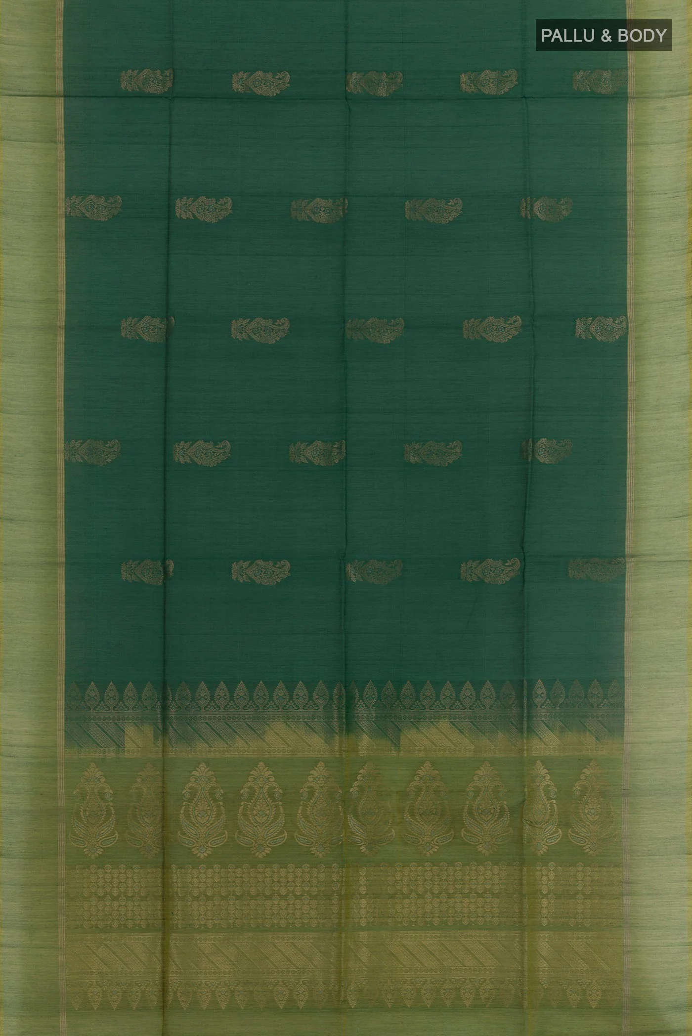Bottle Green Silk Cotton Saree - Image 3